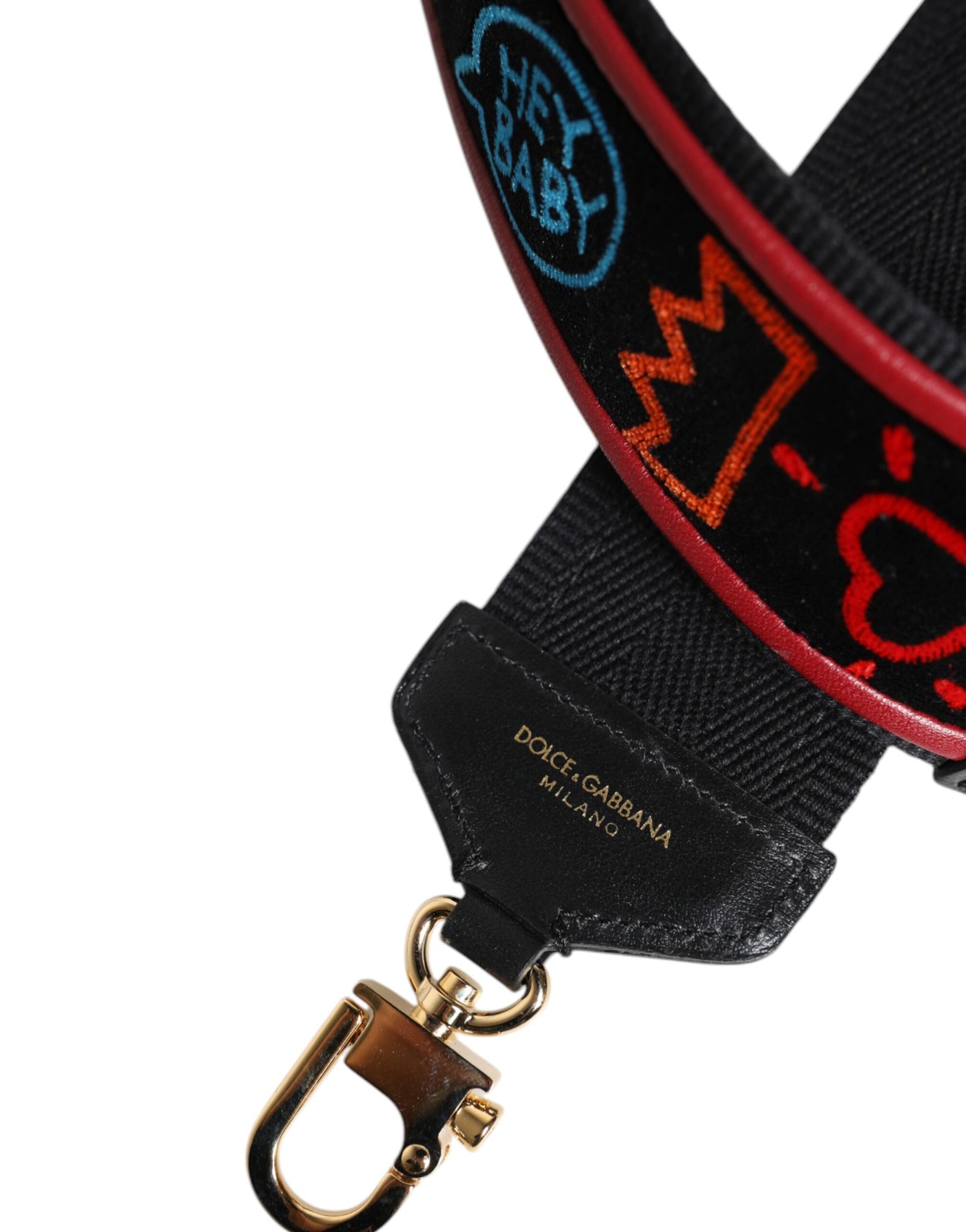 Dolce & Gabbana Black Cotton Printed Bag Shoulder Strap