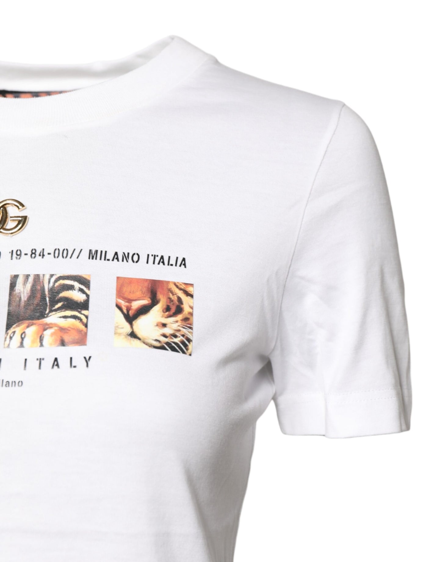 Dolce & Gabbana White Cotton Graphic Print Crew Neck T-shirt