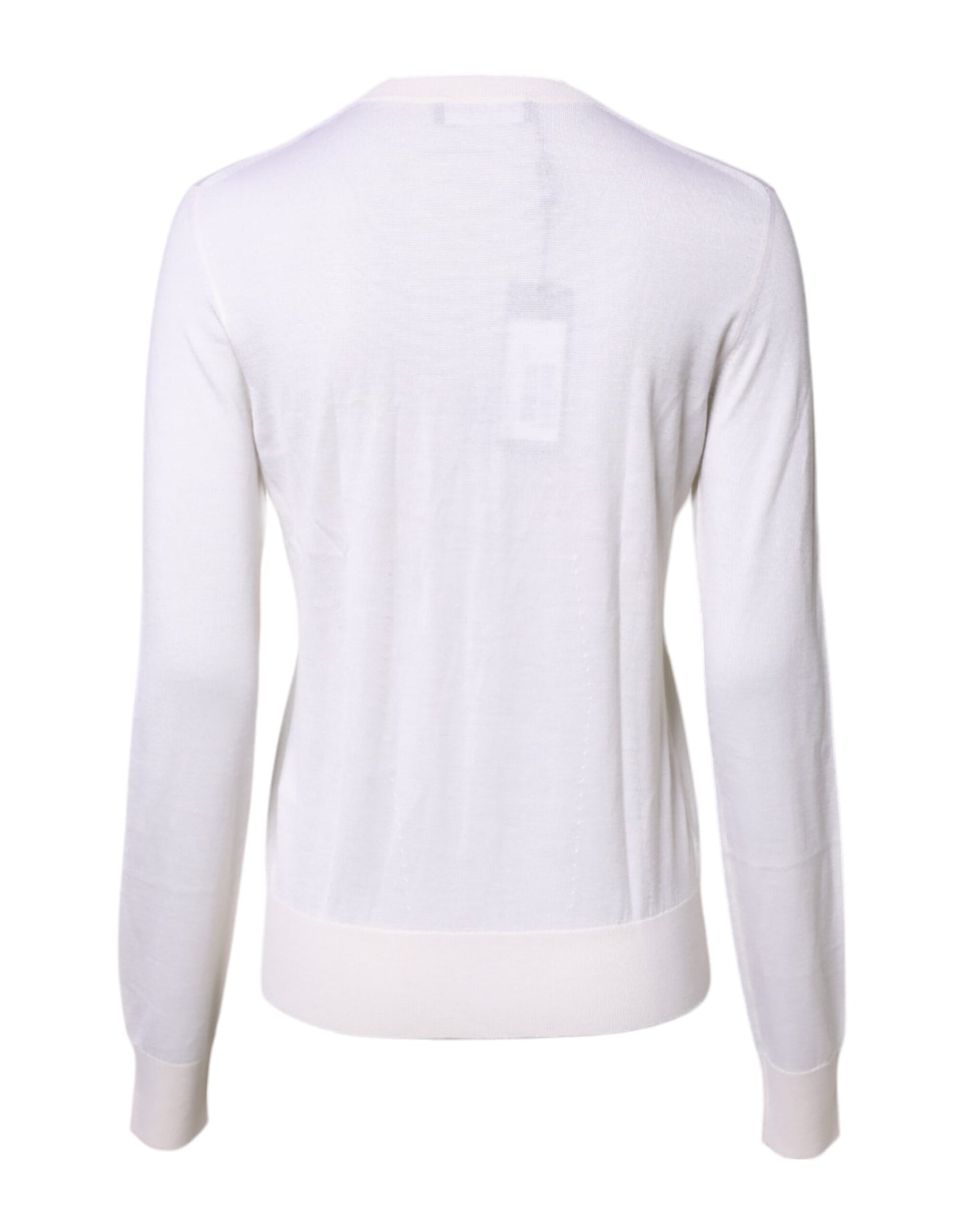 Dolce & Gabbana White Cashmere Crew Neck Top Cardigan Sweater