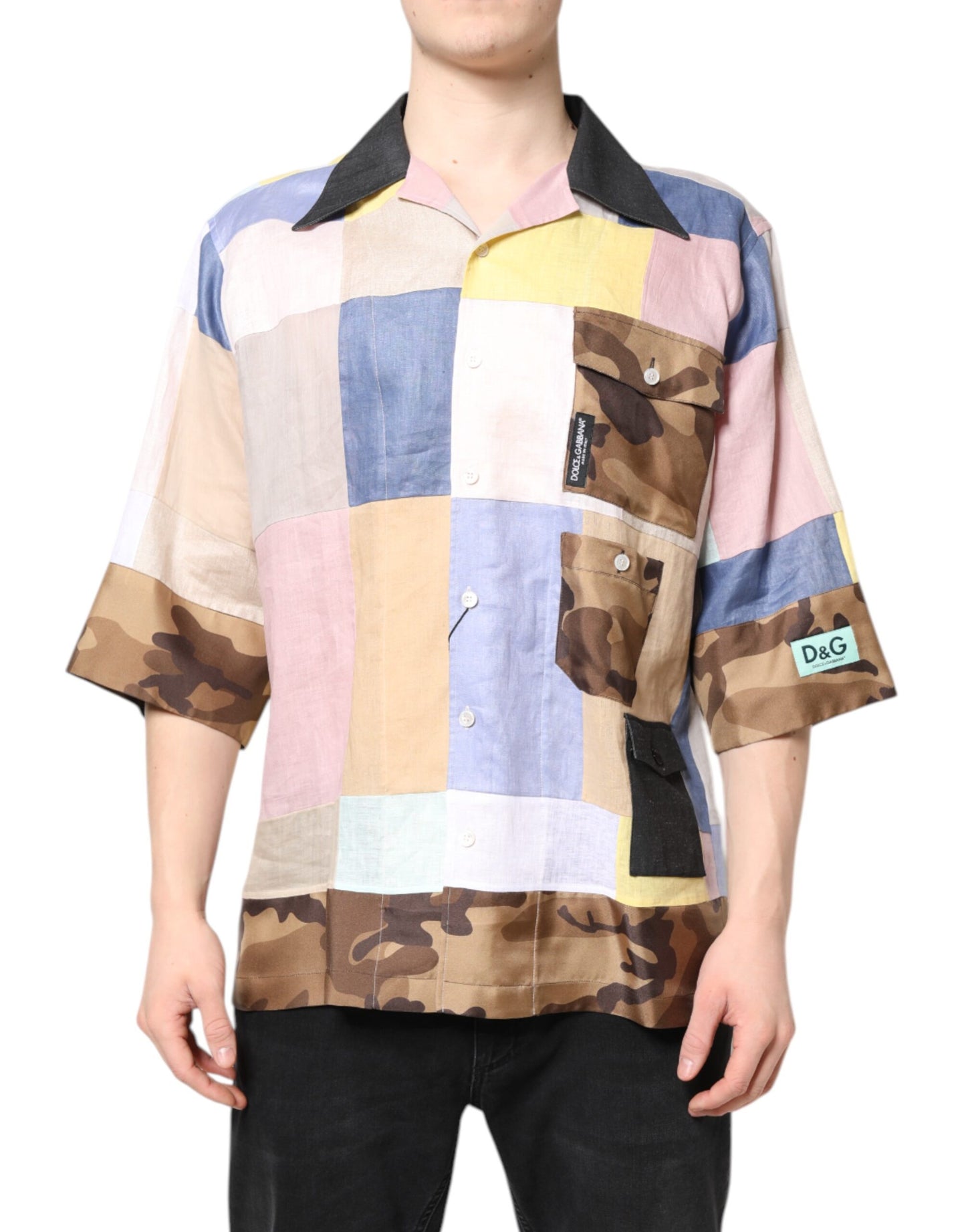 Dolce & Gabbana Multicolor Patchwork Short Sleeve Shirt
