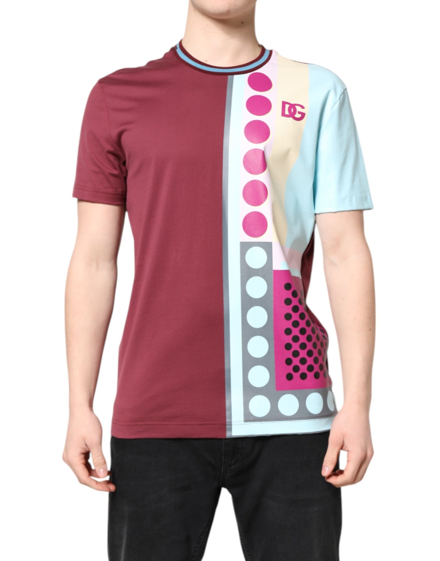 Dolce & Gabbana Multicolor Printed Logo Short Sleeve T-shirt