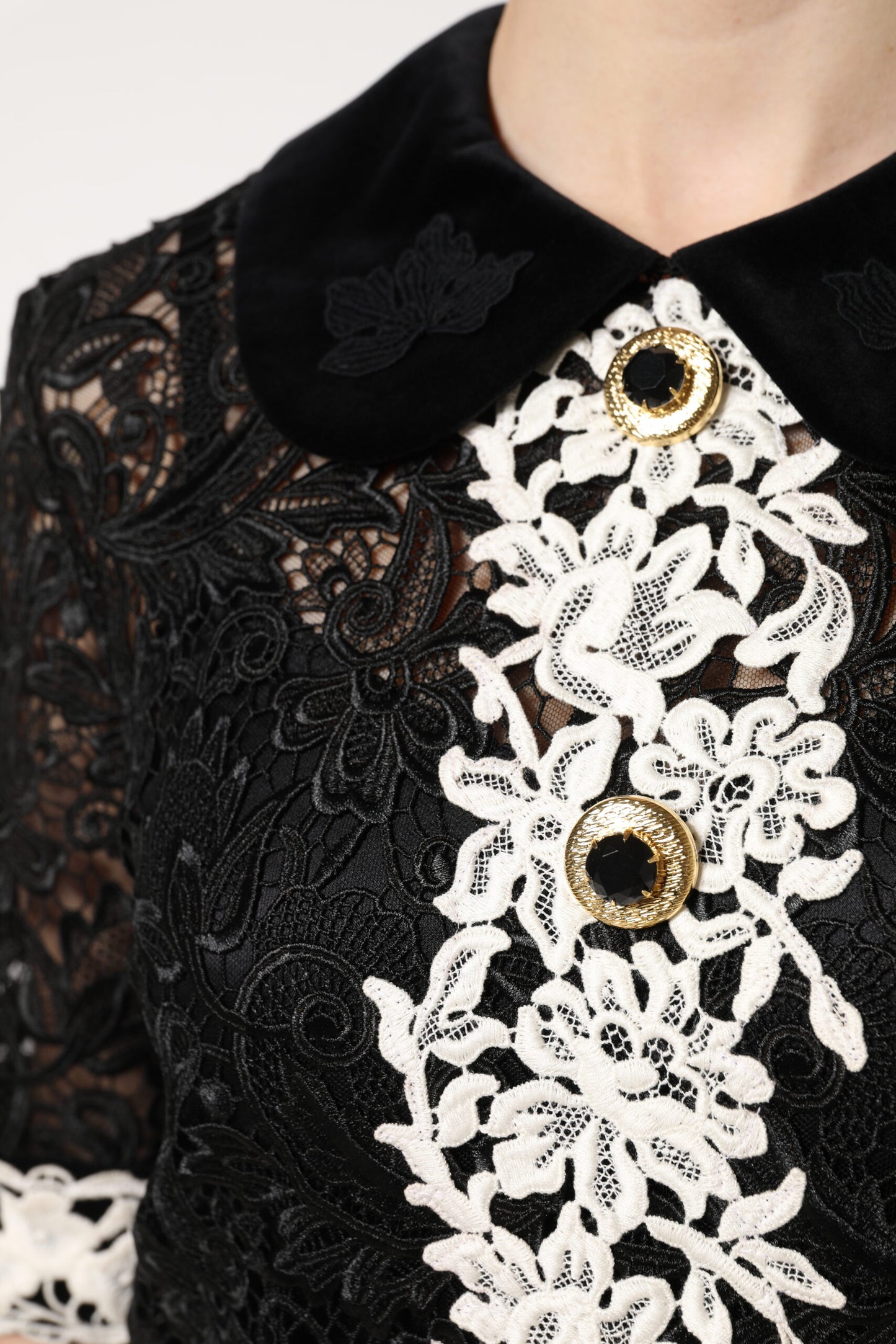 Dolce & Gabbana Black Floral Lace Embellished Mini Dress