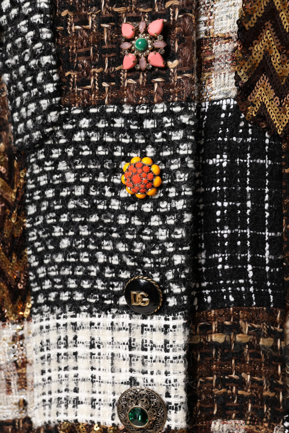 Dolce & Gabbana Multicolor Patchwork Button Down Jacket