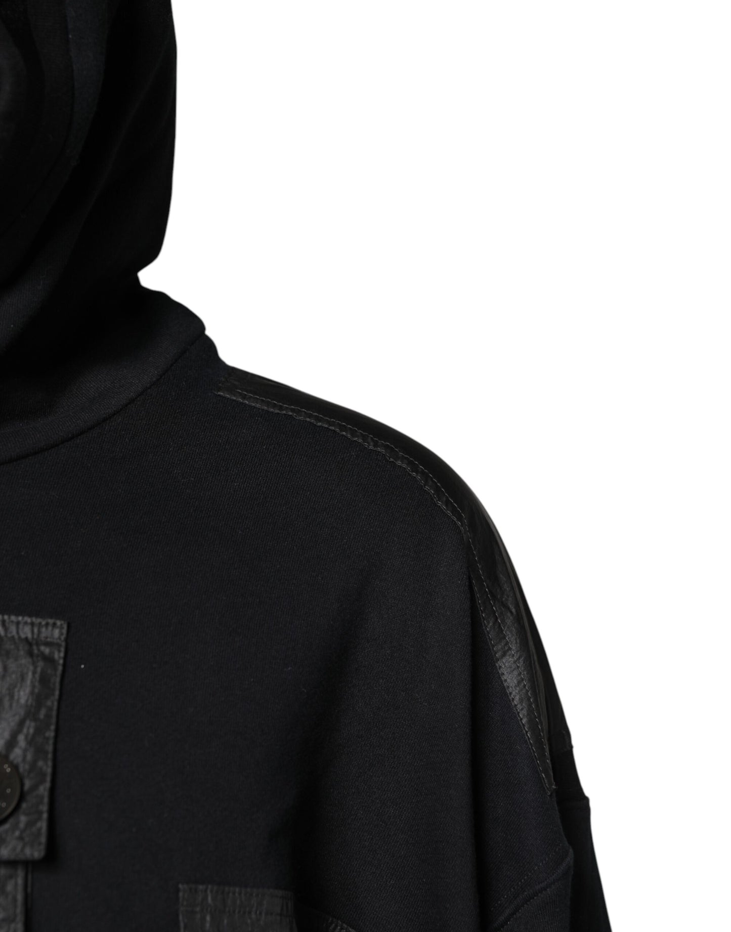 Dolce & Gabbana Black Cotton Hooded Sweatshirt Sweater