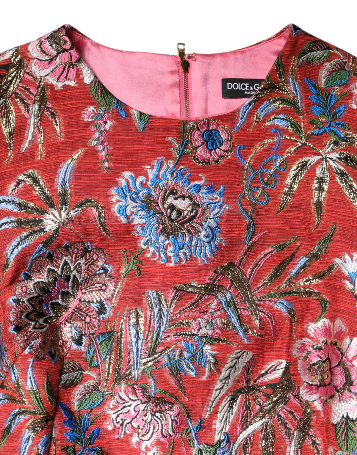 Dolce & Gabbana Red Floral Jacquard A-line Mini Dress