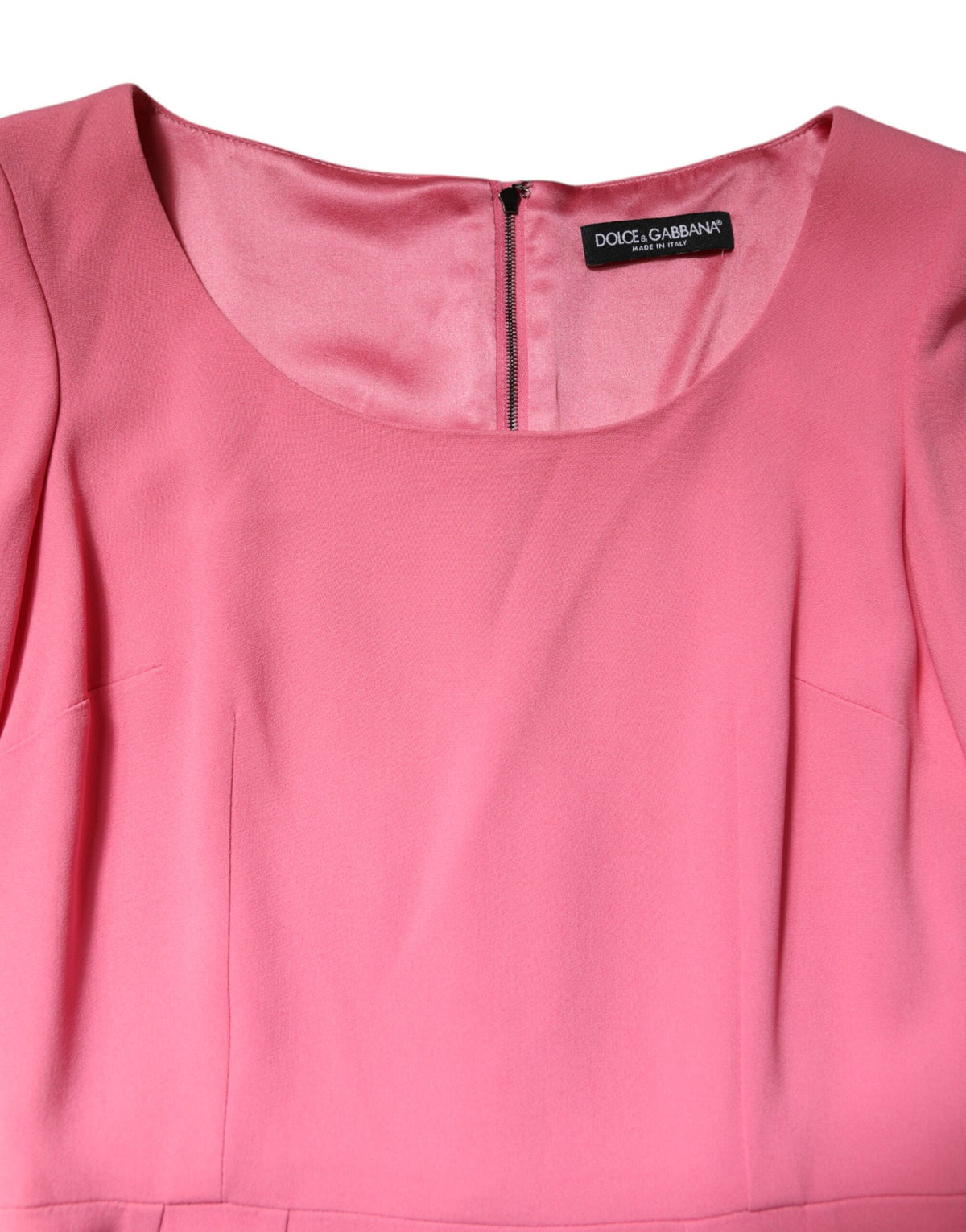 Dolce & Gabbana Pink Viscose Short Sleeve Sheath Midi Dress