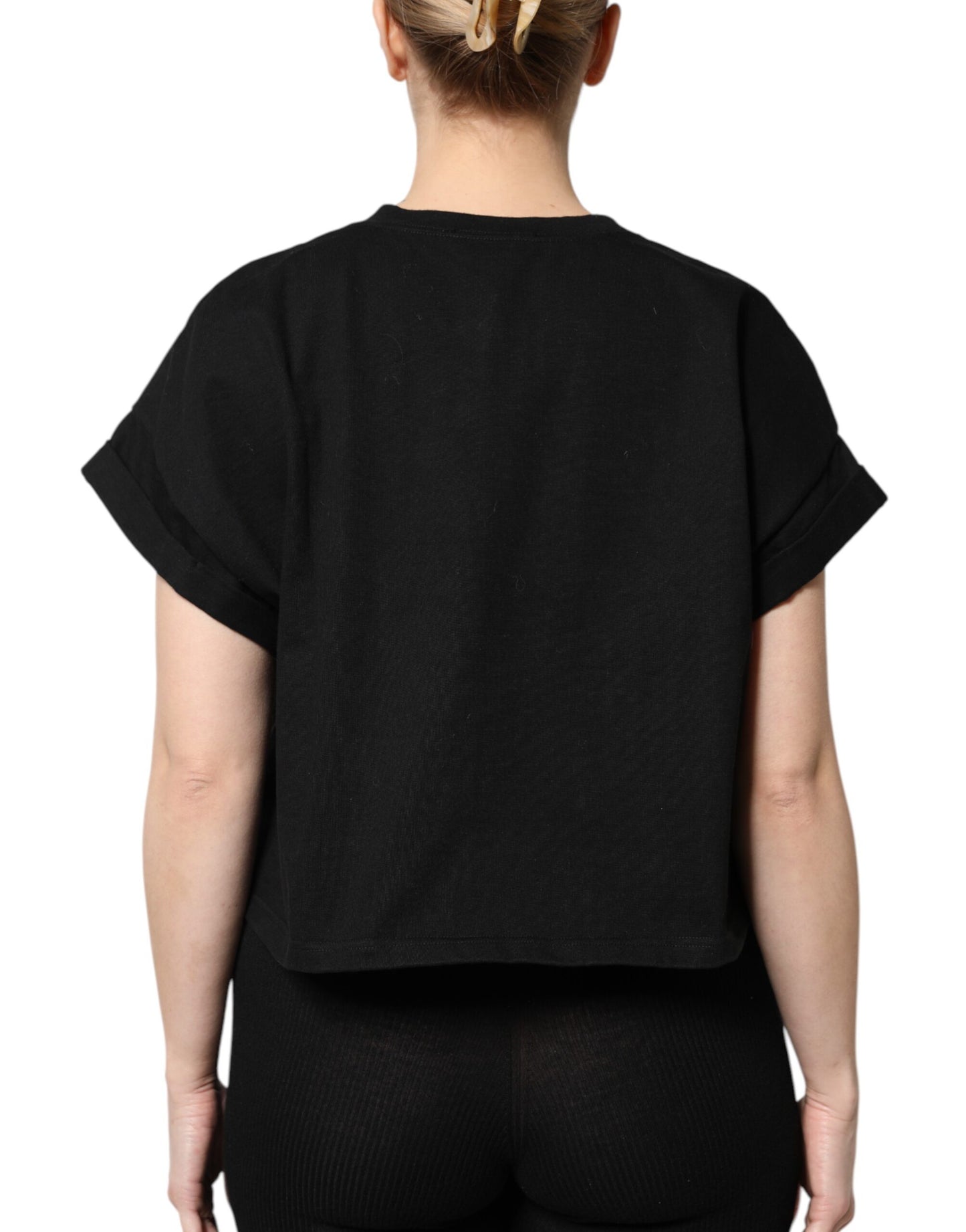 Dolce & Gabbana Black Cotton Printed Short Sleeves T-shirt