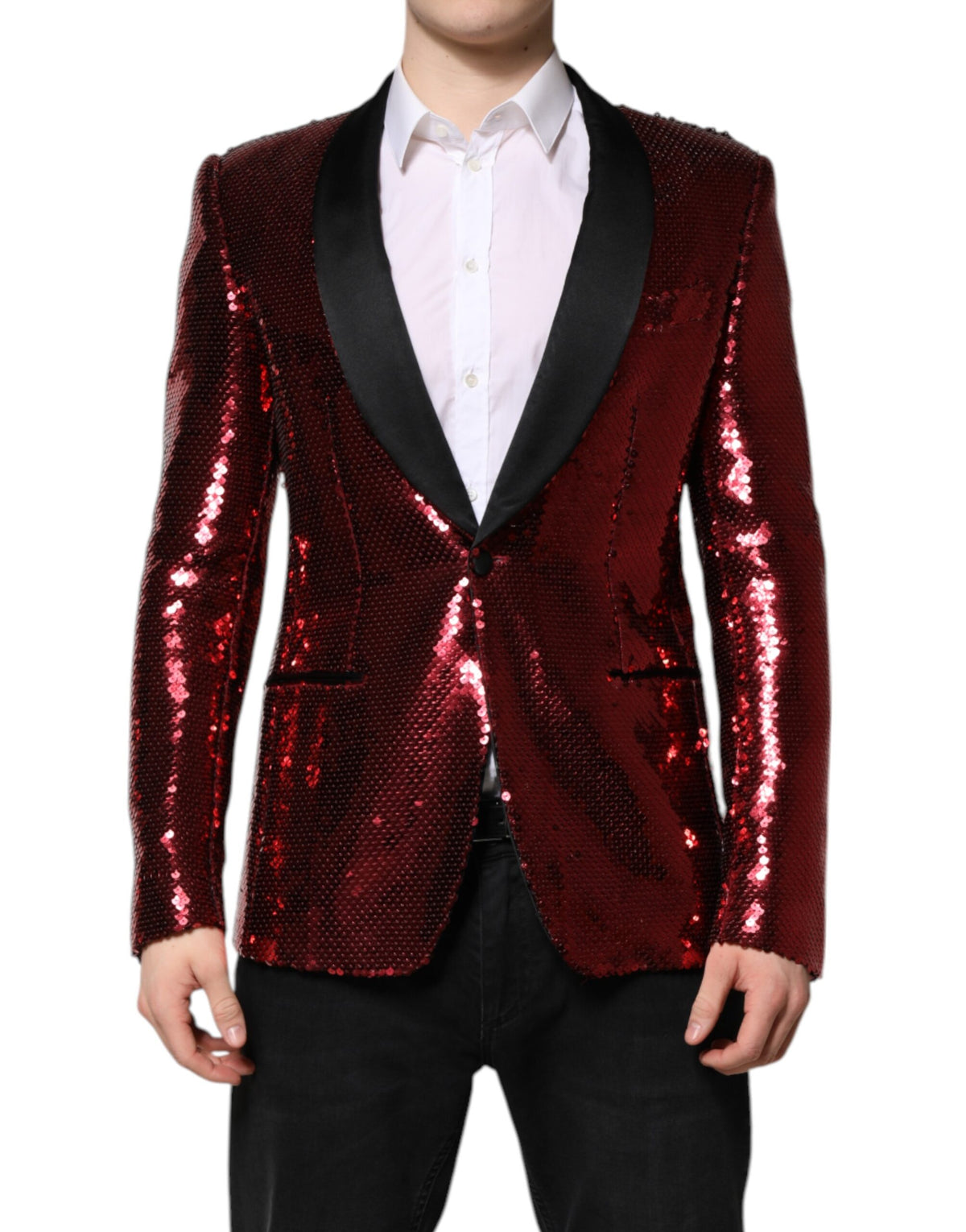 Dolce & Gabbana Red SICILIA Sequin Embellish Blazer Jacket