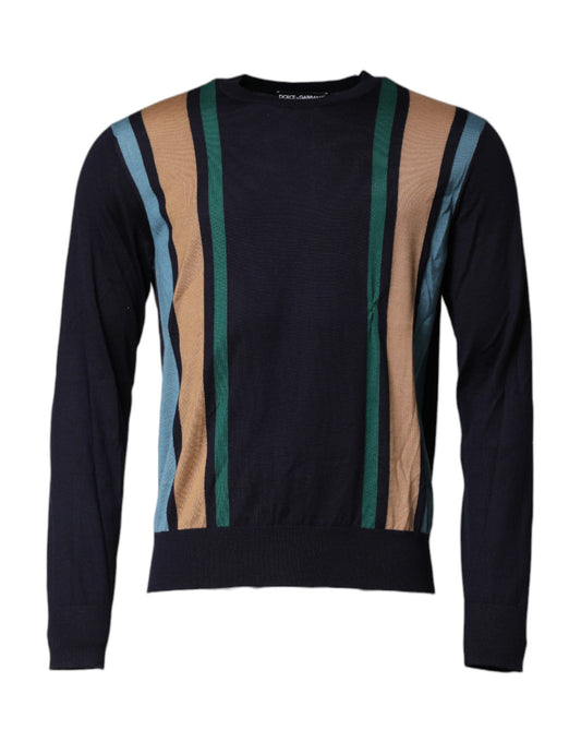 Dolce & Gabbana Multicolor Stripes Crew Neck Pullover Sweater