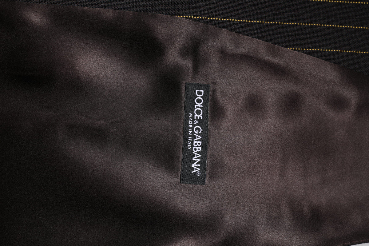 Dolce & Gabbana Black Stripes Wool Formal Men Waistcoat Vest