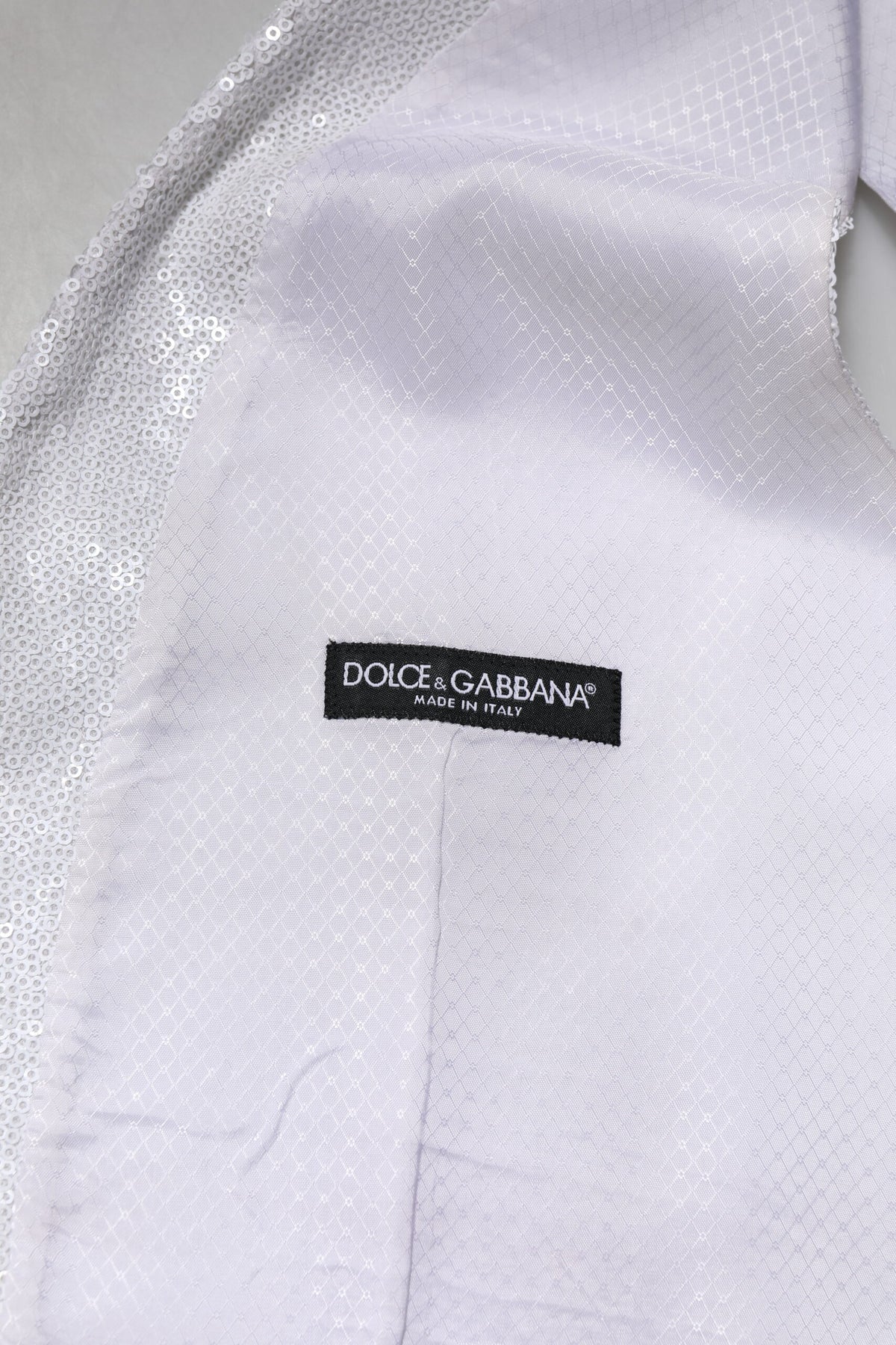Dolce & Gabbana White Sequined Dress Formal Waistcoat Vest