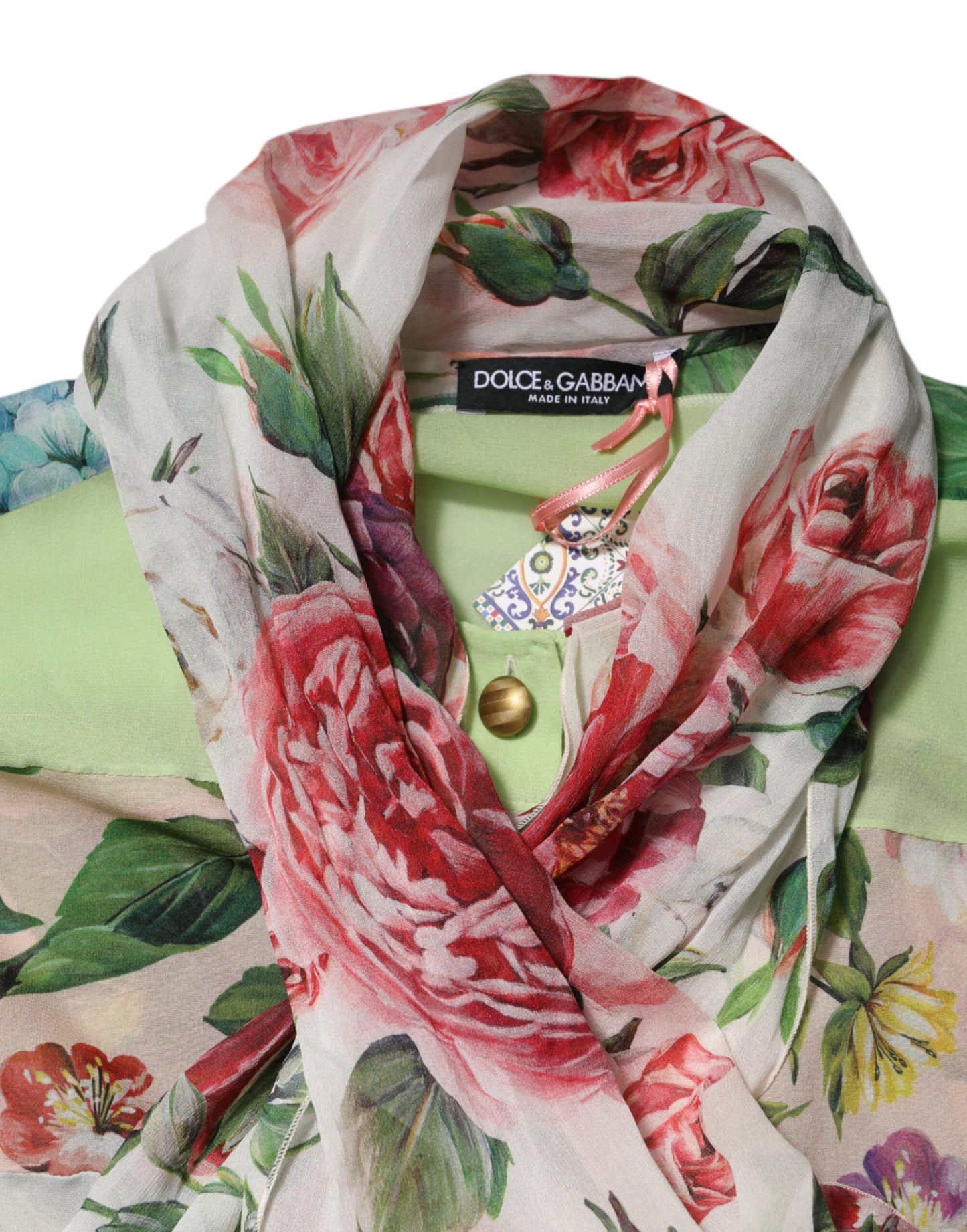 Dolce & Gabbana Multicolor Floral Patchwork Long Sleeves Top