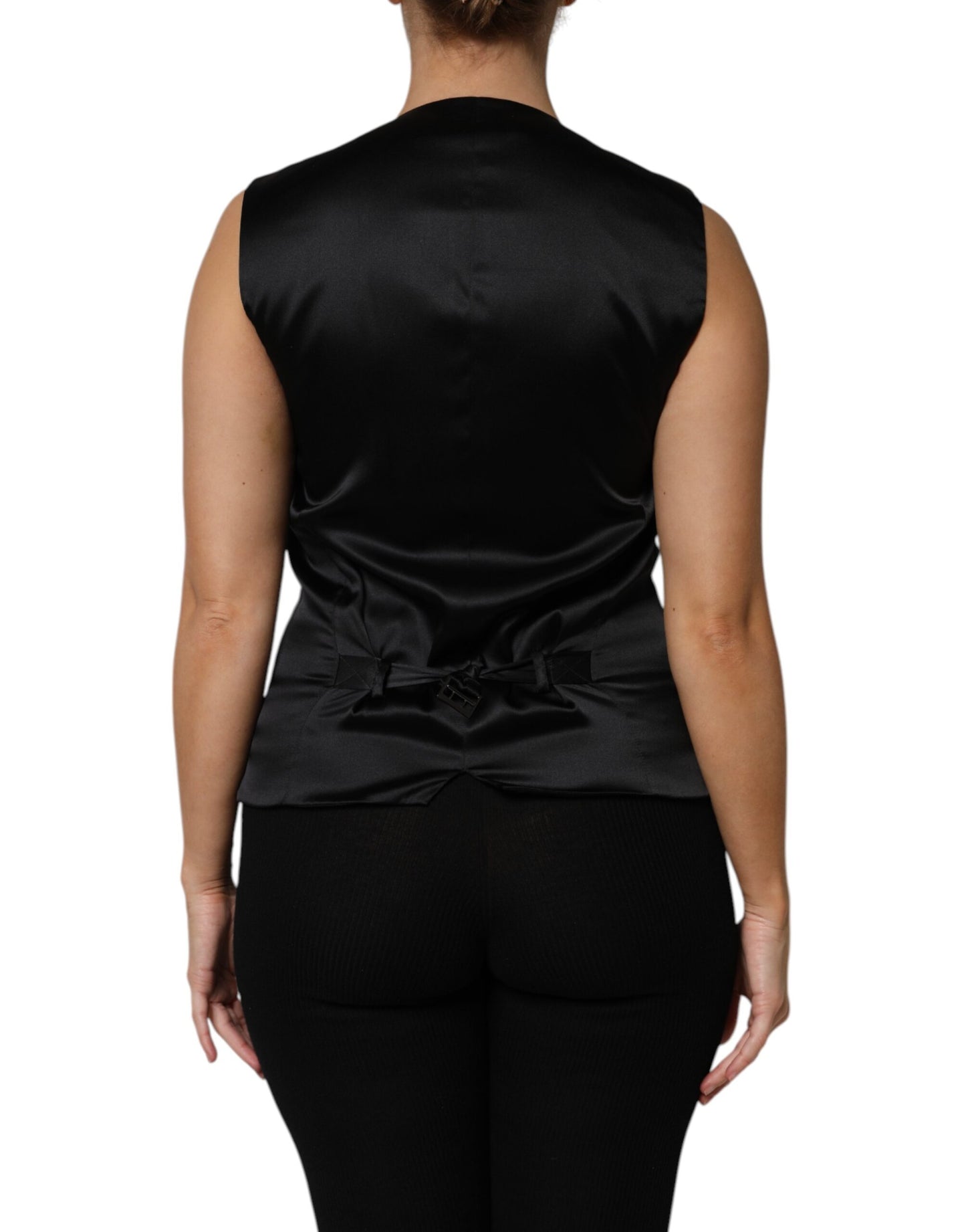 Dolce & Gabbana Silver Floral Jacquard Sleeveless Vest Top