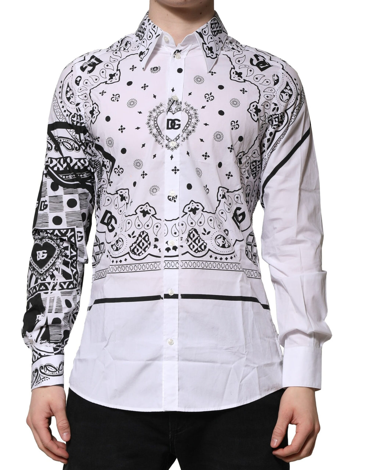 Dolce & Gabbana White MARTINI Bandana Print Formal Shirt