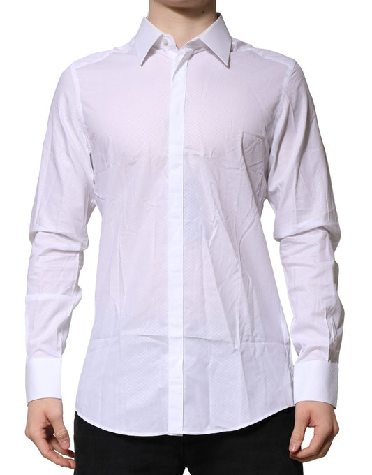 Dolce & Gabbana White MARTINI Cotton Men Dress Formal Shirt