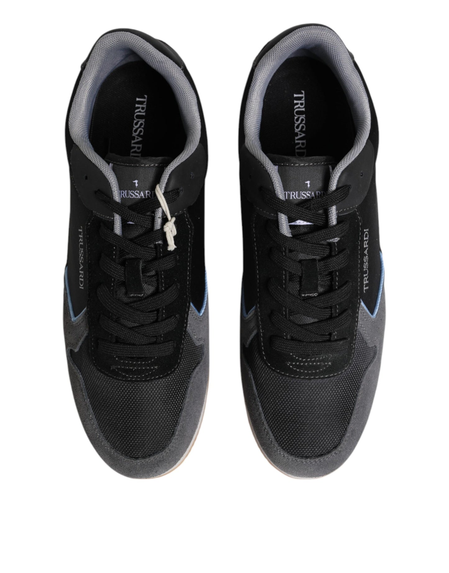 Trussardi Black Gray Lace Up Low Top Casual Sneakers Shoes
