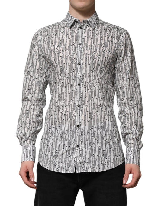 Dolce & Gabbana White Floral Print Casual Long Sleeves Shirt