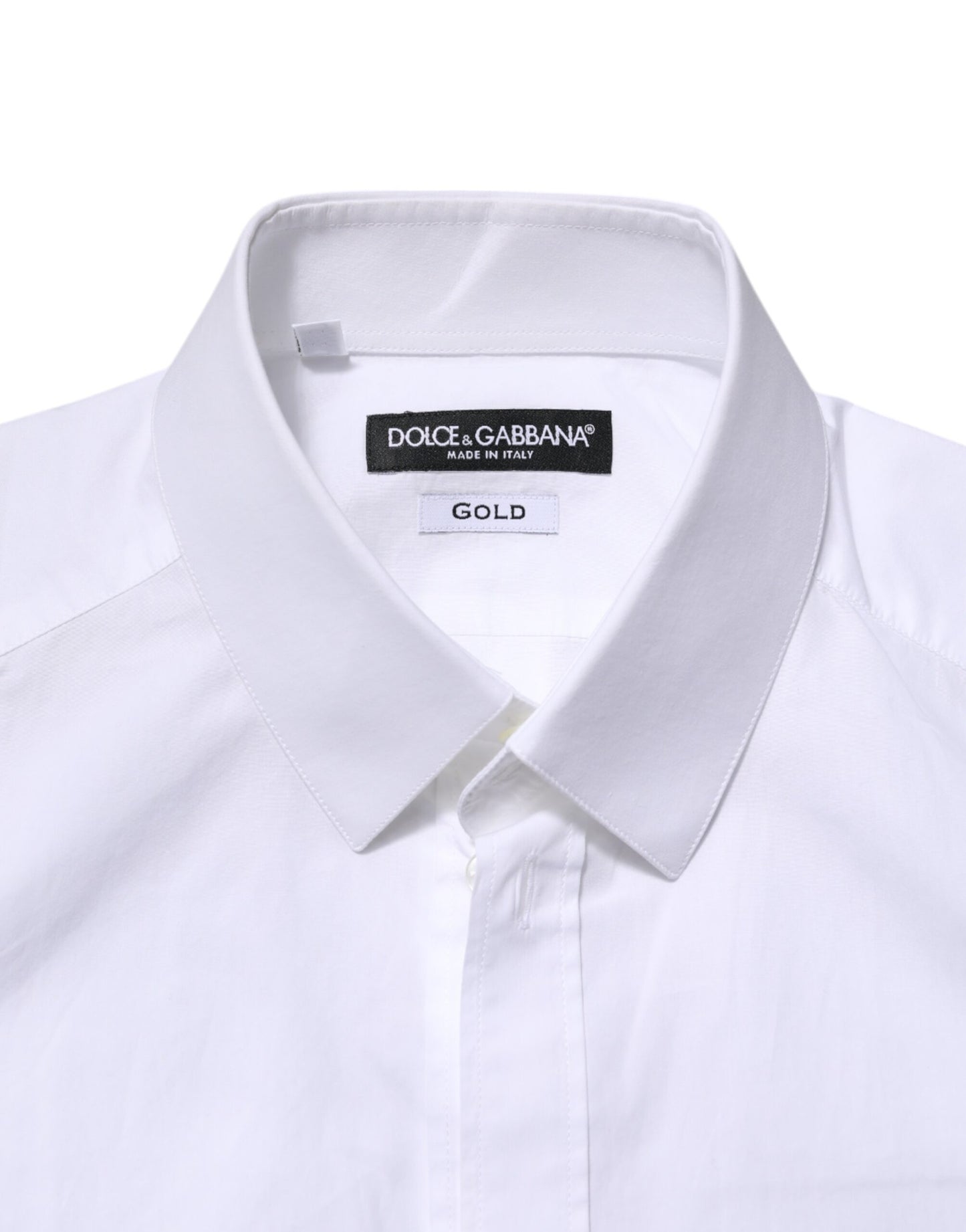 Dolce & Gabbana White Cotton GOLD Long Sleeve Men Dress Shirt
