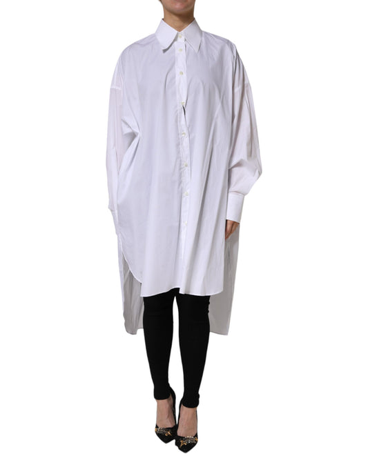 Dolce & Gabbana White Cotton Collared Shirt Long Sleeve Top