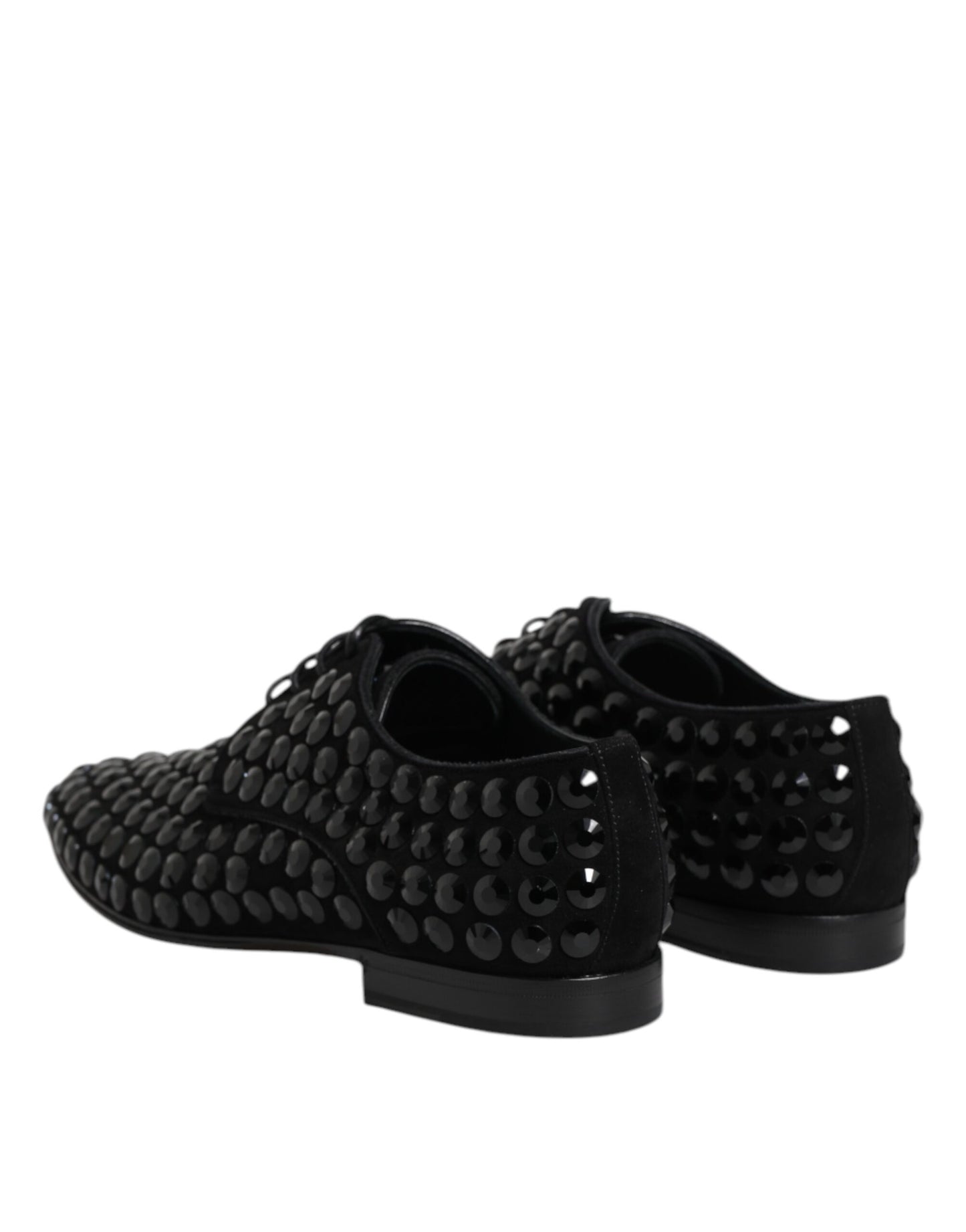Dolce & Gabbana Black Suede Strass Derby Formal Shoes