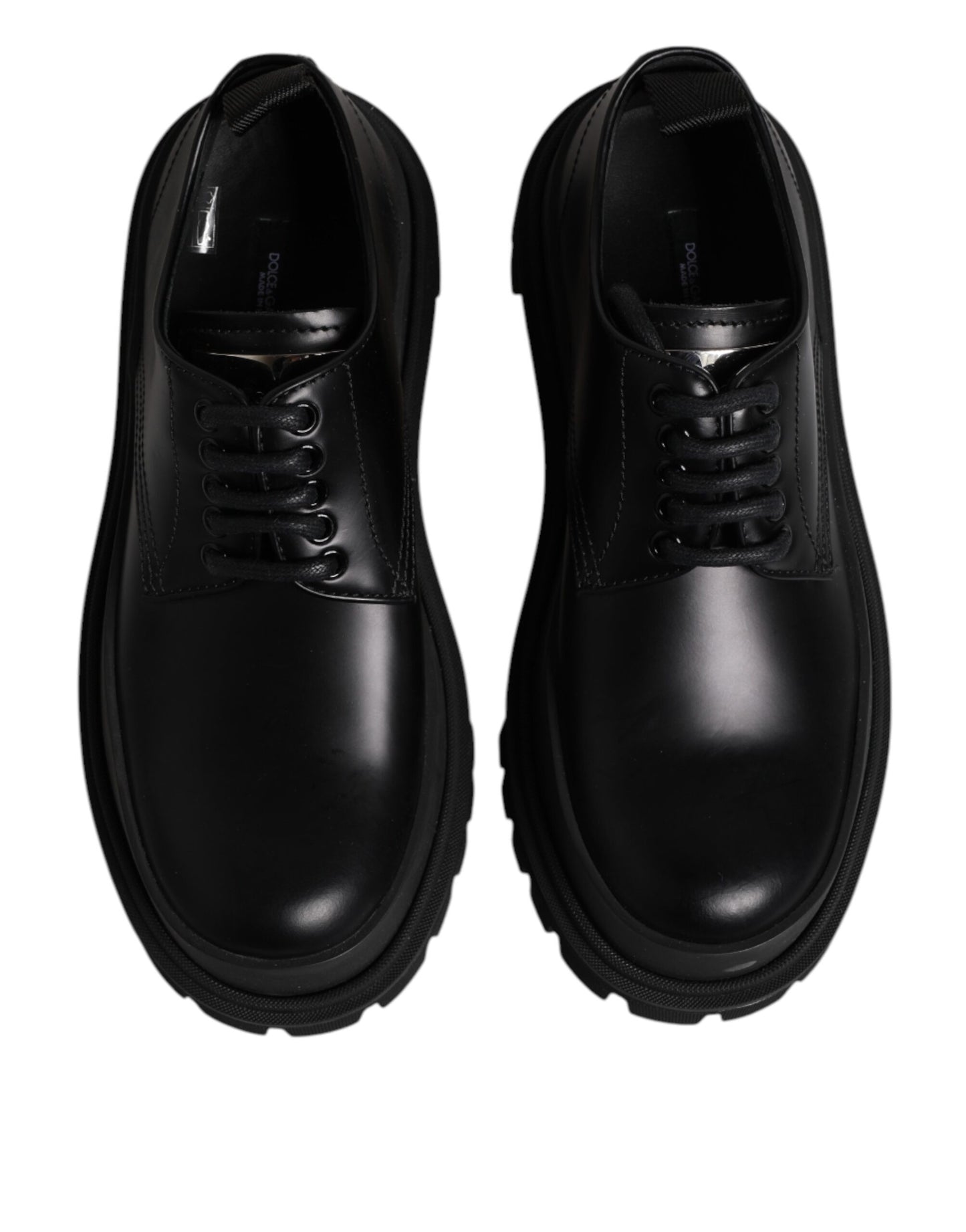 Dolce & Gabbana Black Leather Lace Up Derby Men Dress Shoes