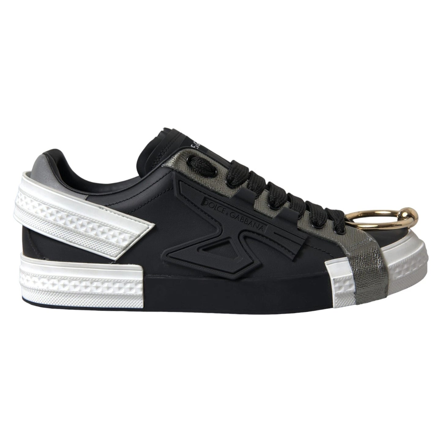 Dolce & Gabbana Black Leather Low Top Sneakers Portofino Shoes