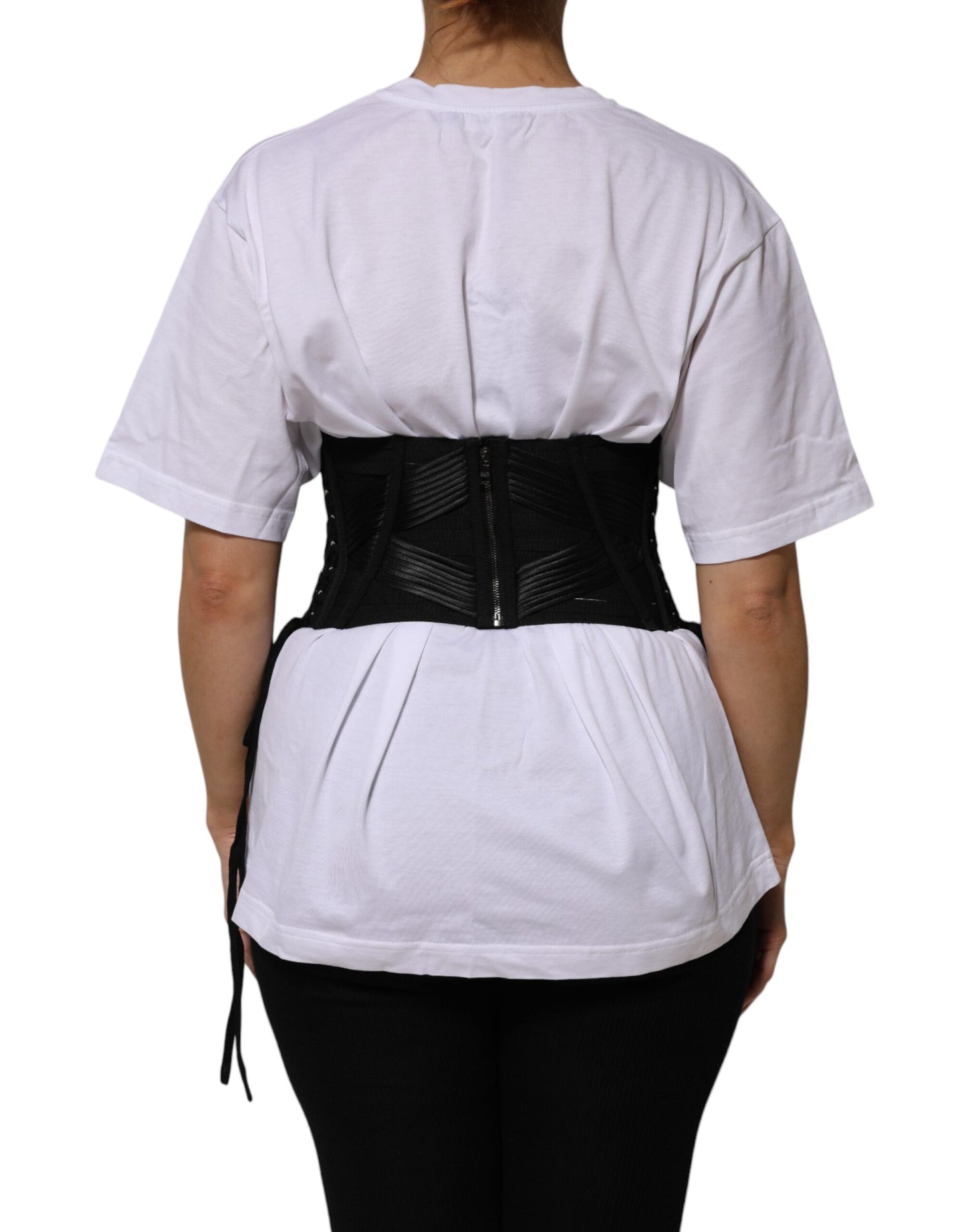 Dolce & Gabbana Black Cotton Waist LaceUp Strap Corset Belt