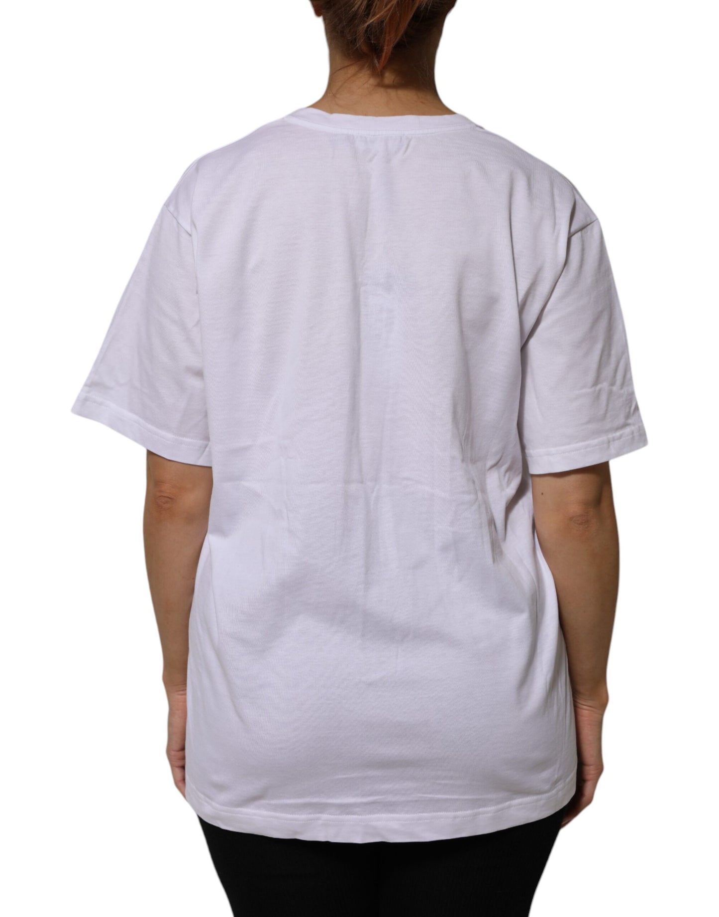 Dolce & Gabbana White Cotton Short Sleeves V-neck T-shirt
