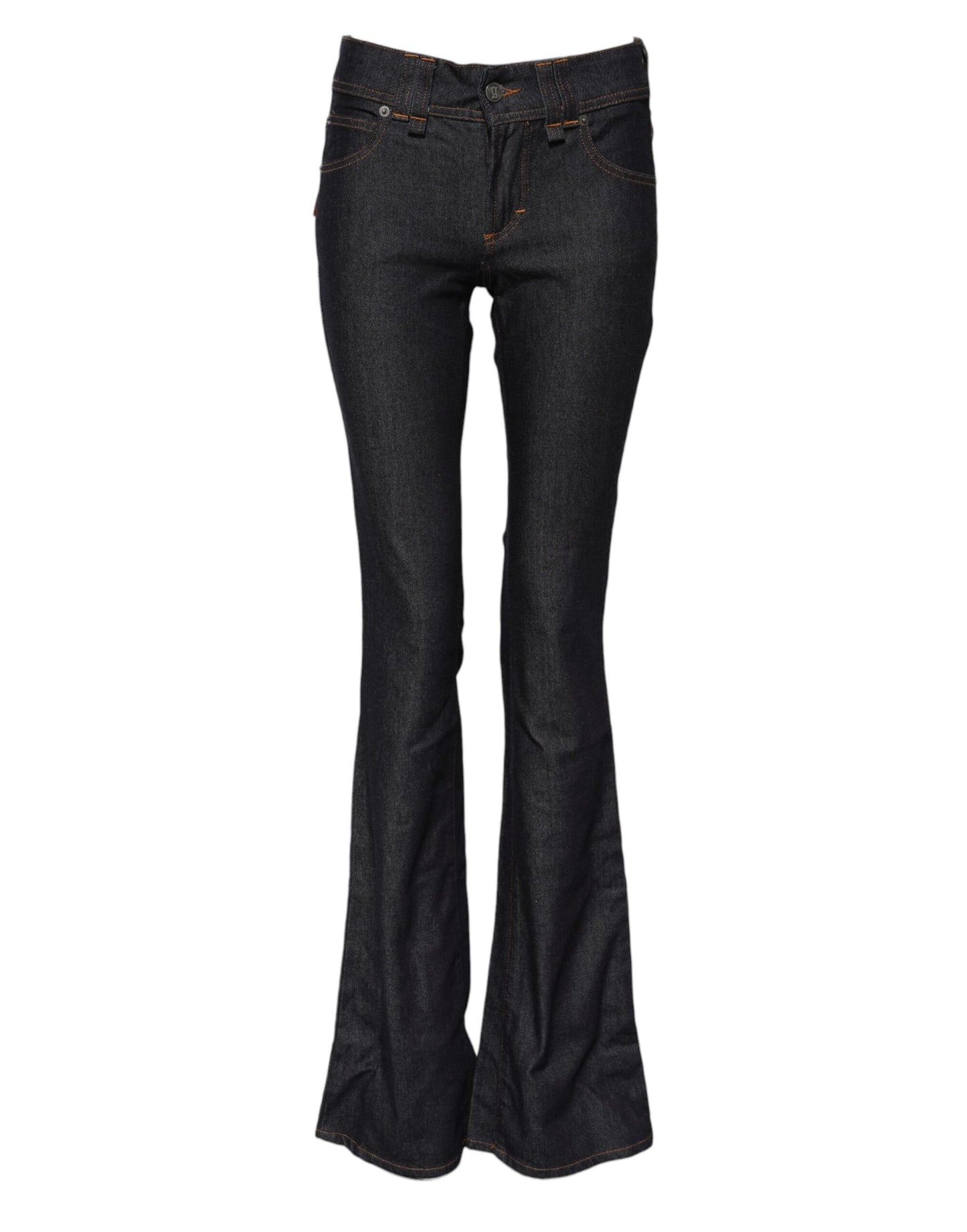 John Galliano Blue Mid Waist Cotton Wide Leg Denim Jeans