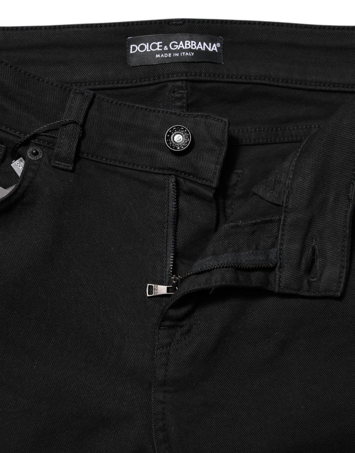Dolce & Gabbana Black Cotton Skinny Mid Waisted Denim Jeans