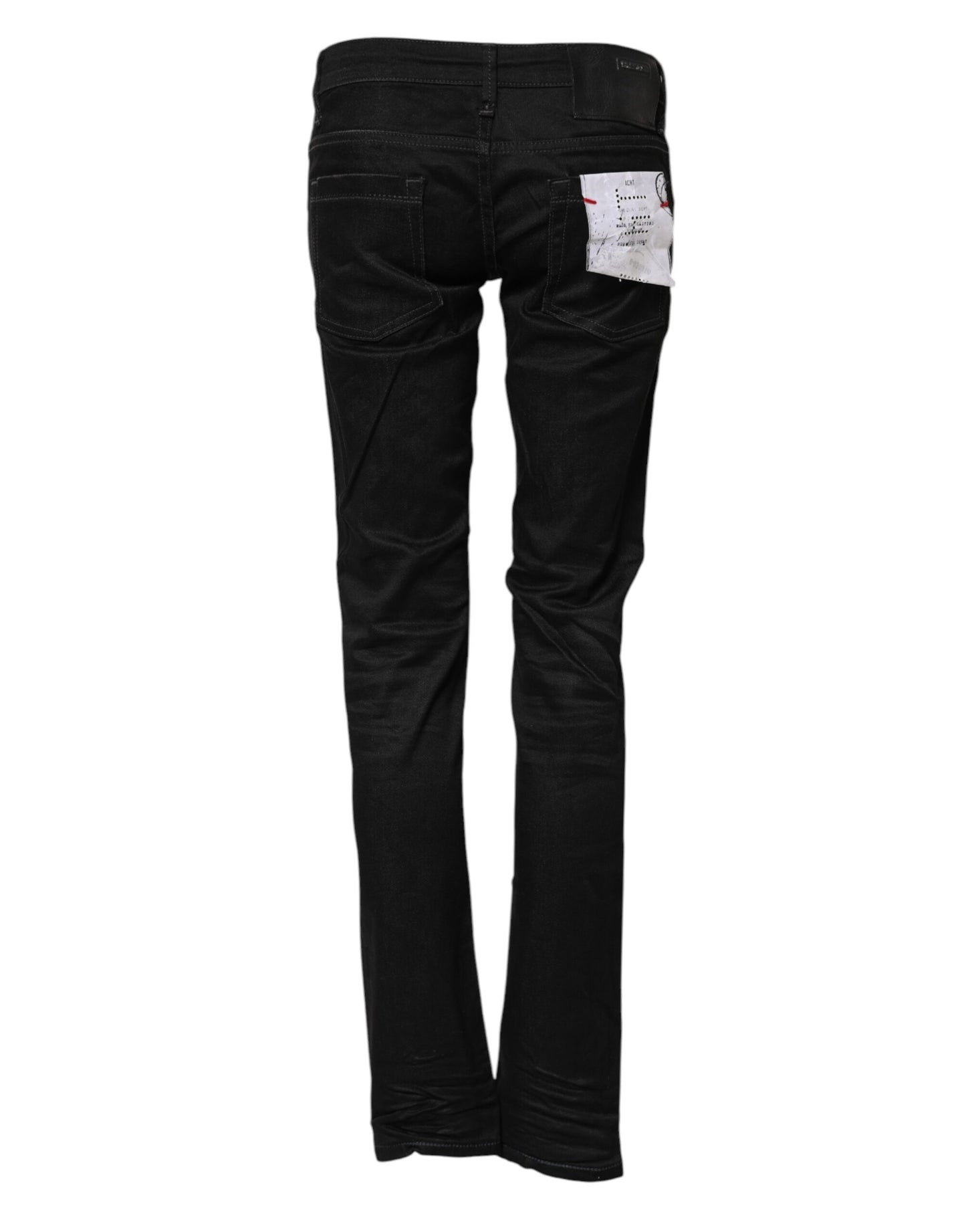 Acht Black Cotton Slim Fit Denim Low Waist Denim Jeans