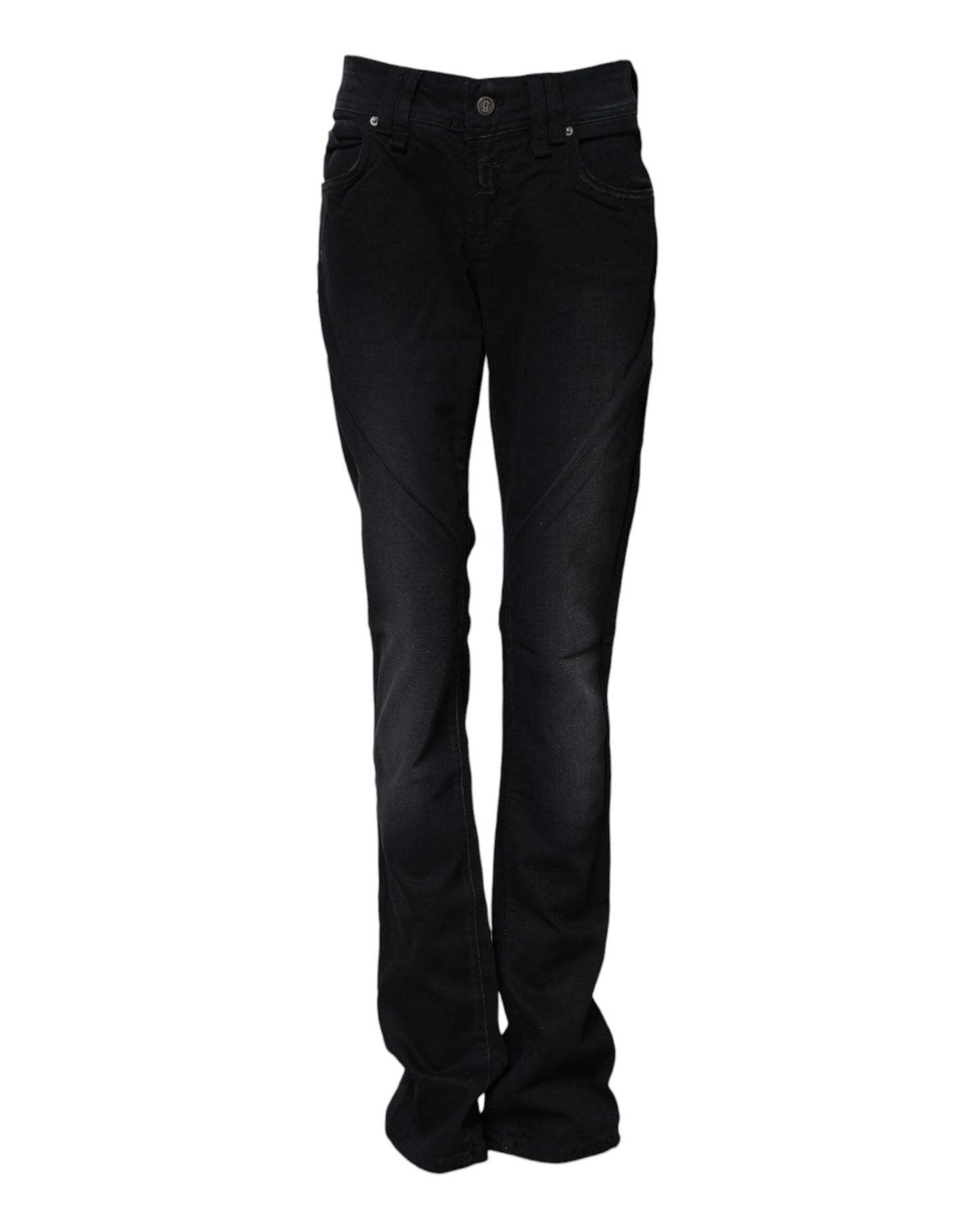 John Galliano Black Cotton Mid Waist Tapered Denim Jeans