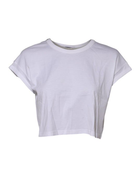 Dolce & Gabbana White Cotton Short Sleeves Cropped T-shirt