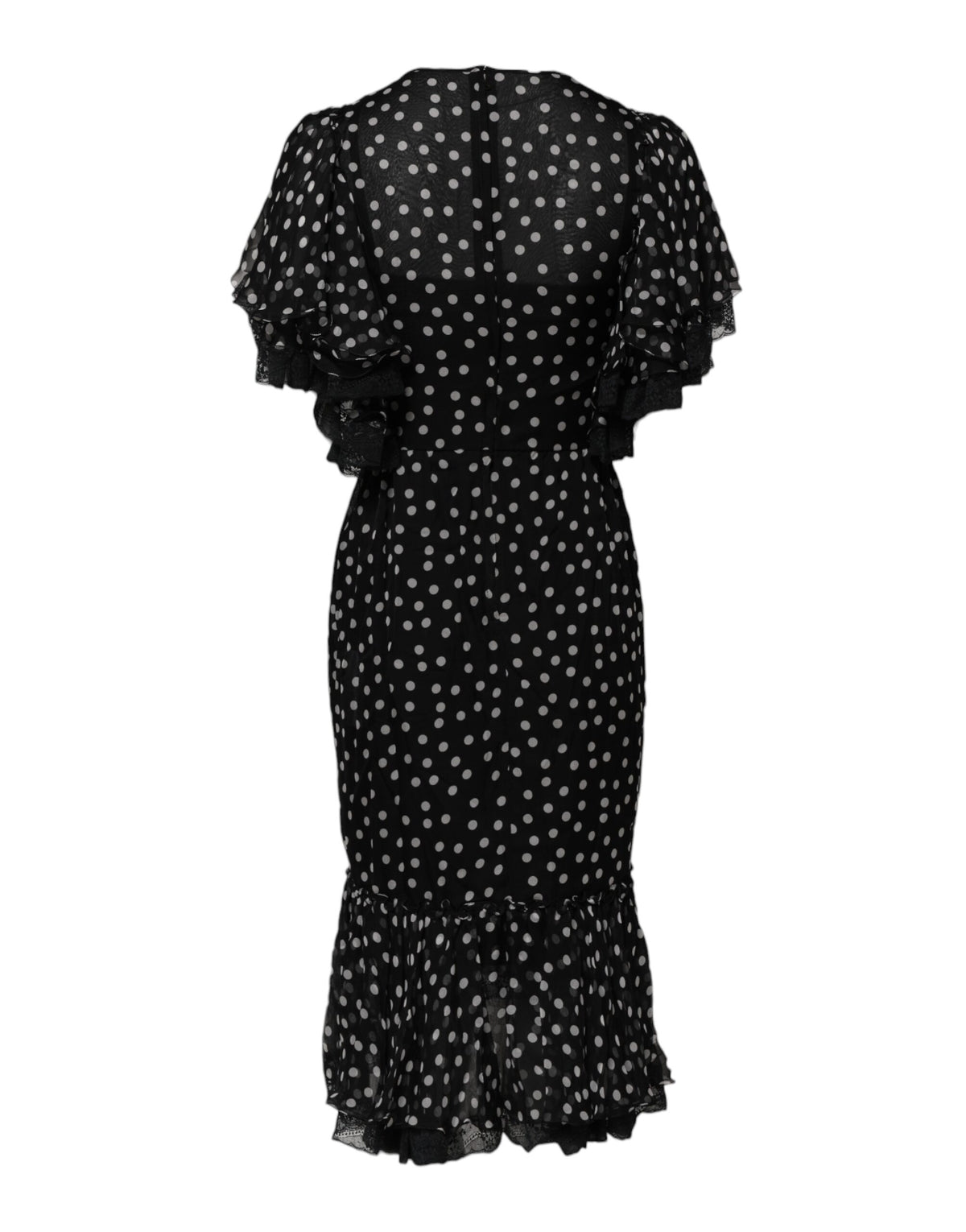 Dolce & Gabbana Black White Lace Polka Dot Chiffon Dress