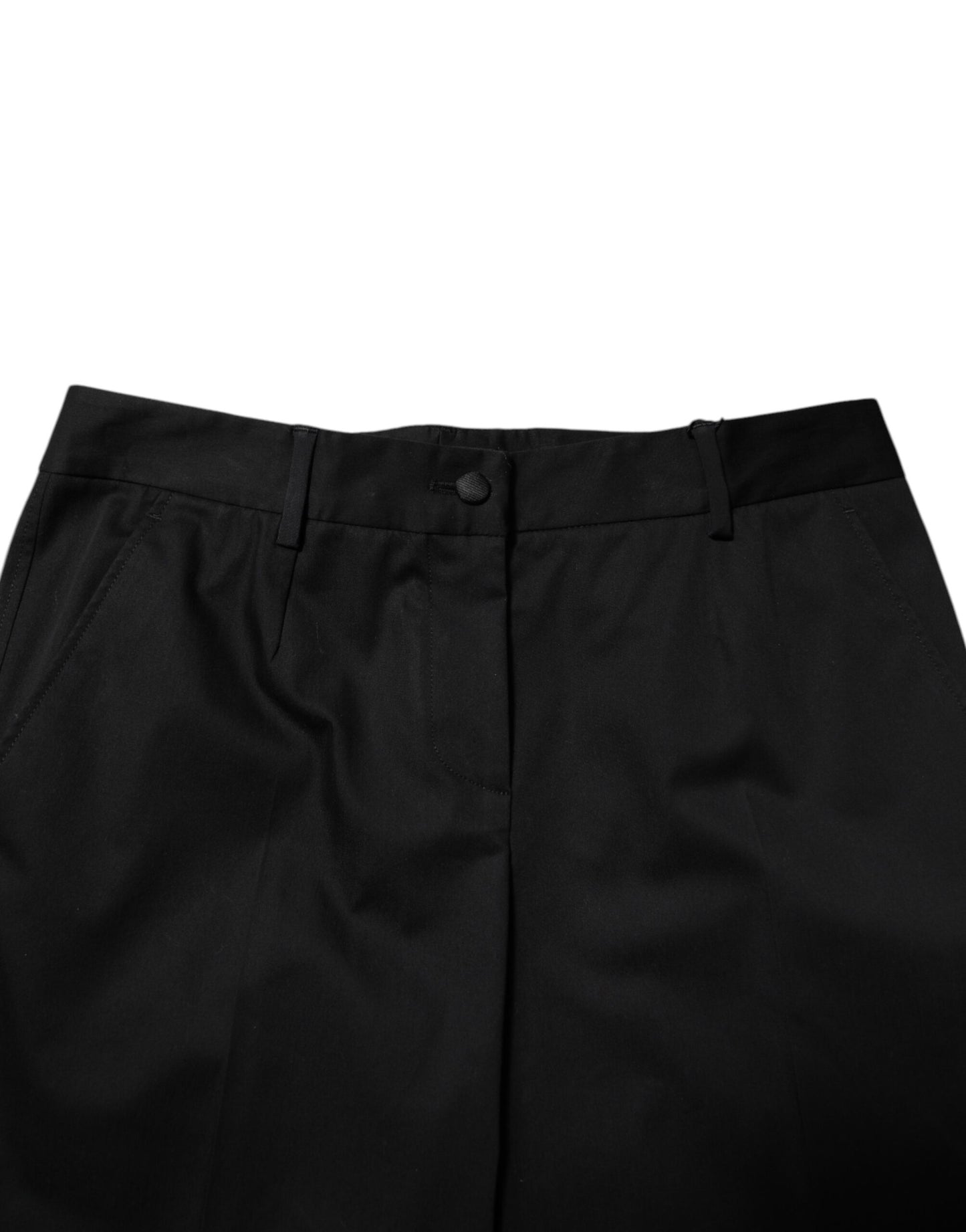 Dolce & Gabbana Black Cotton High Waist Formal Pants