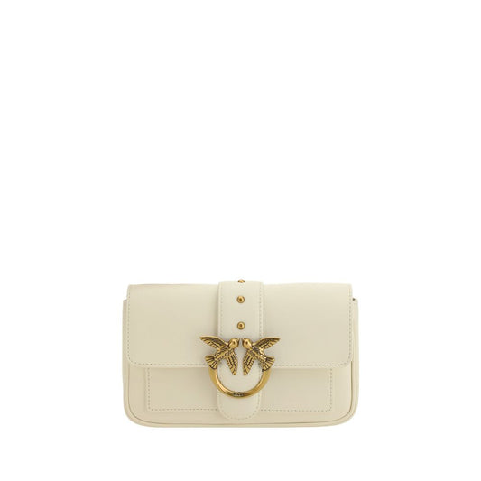 PINKO White Calf Leather Bos Taurus Shoulder Bag