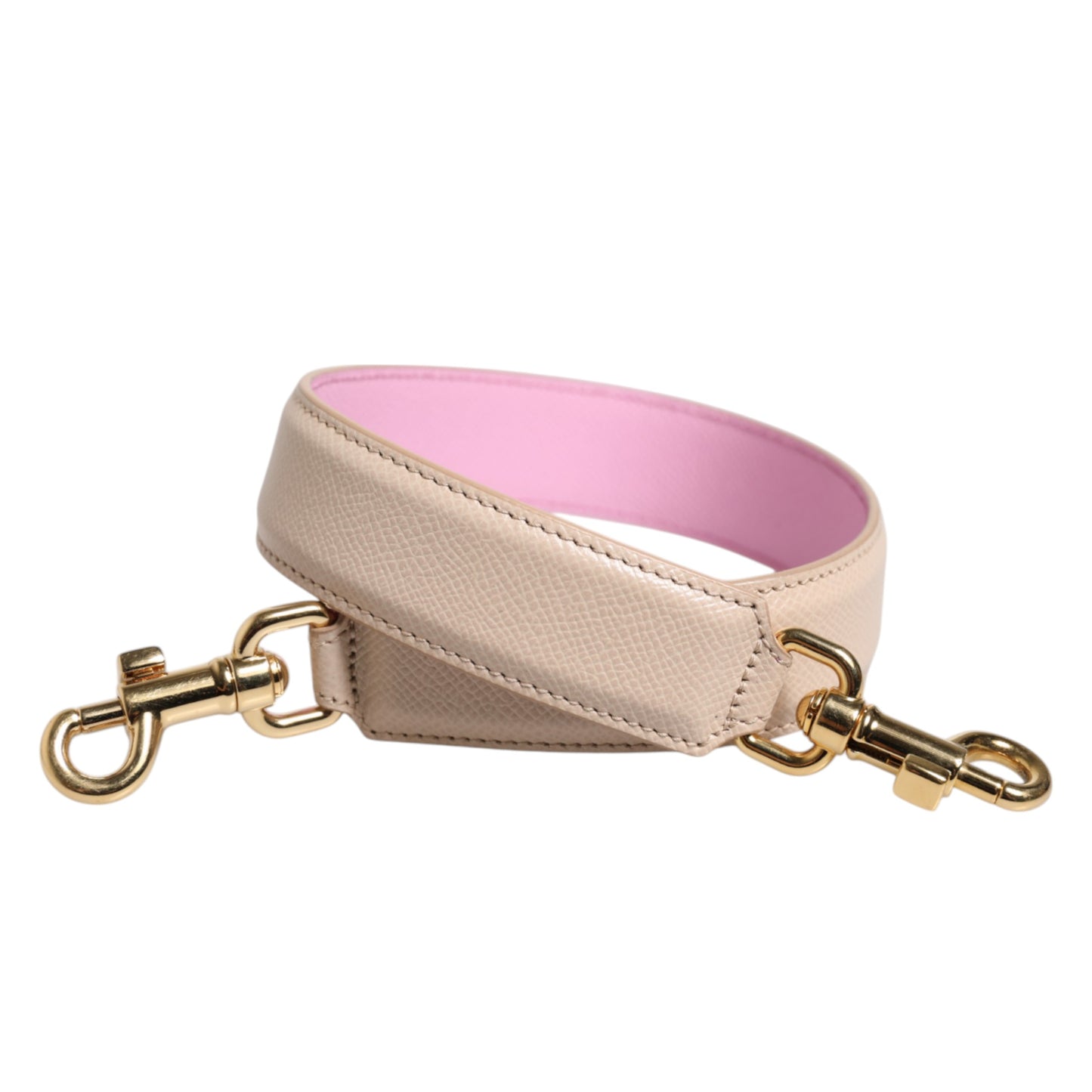 Dolce & Gabbana Beige Pink Leather Handbag Accessory Shoulder Strap