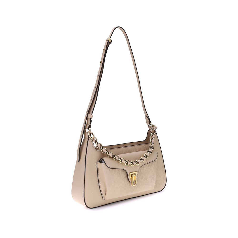 Coccinelle Beige Calf Leather Bos Taurus Shoulder Bag