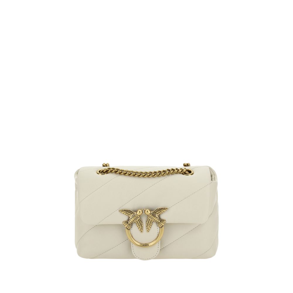 PINKO White Calf Leather Bos Taurus Shoulder Bag