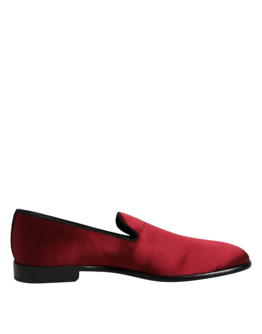 Dolce & Gabbana Red Velvet Slip On Loafers Formal Shoes