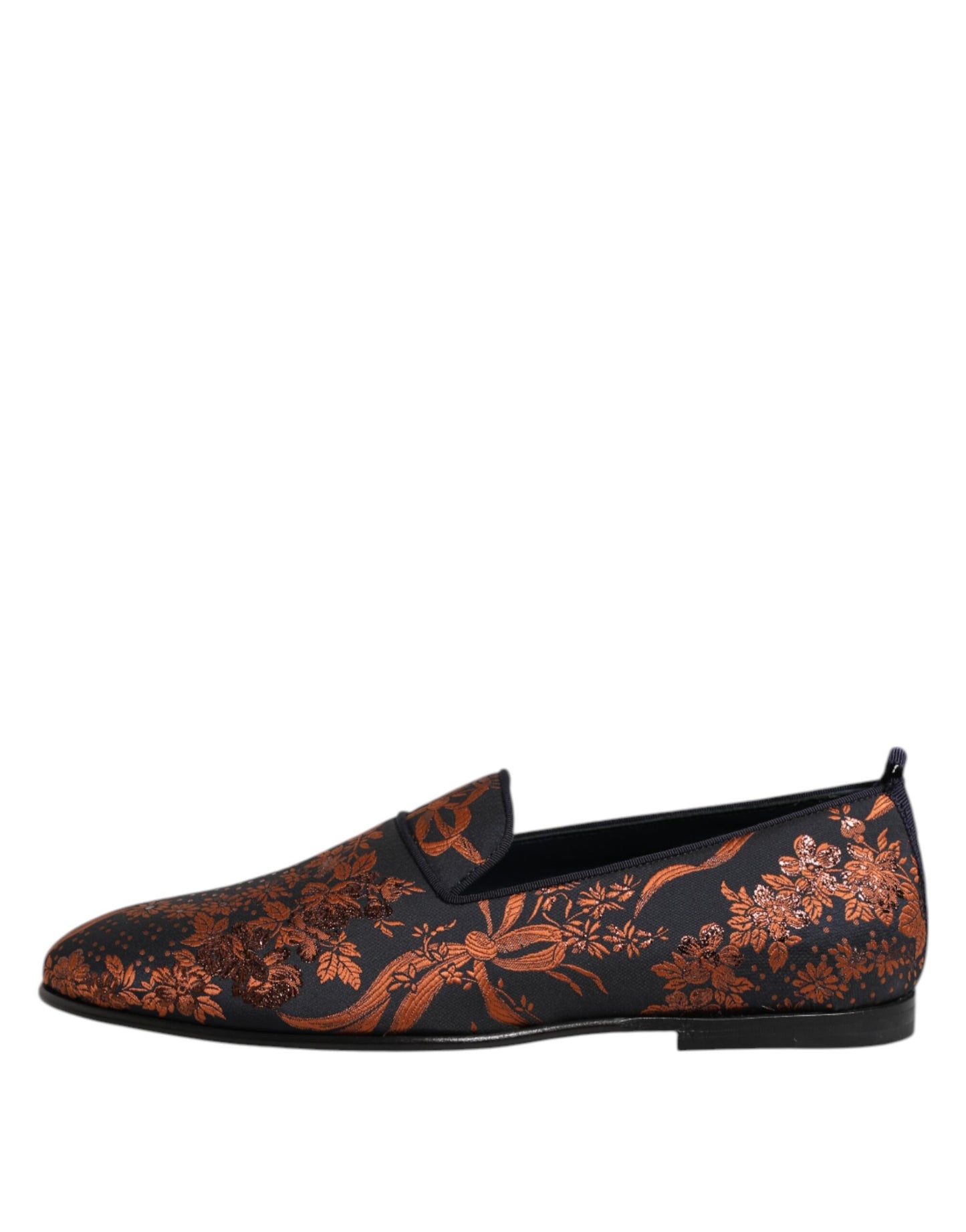 Dolce & Gabbana Black Jacquard Polyester Slip On Loafers Shoes
