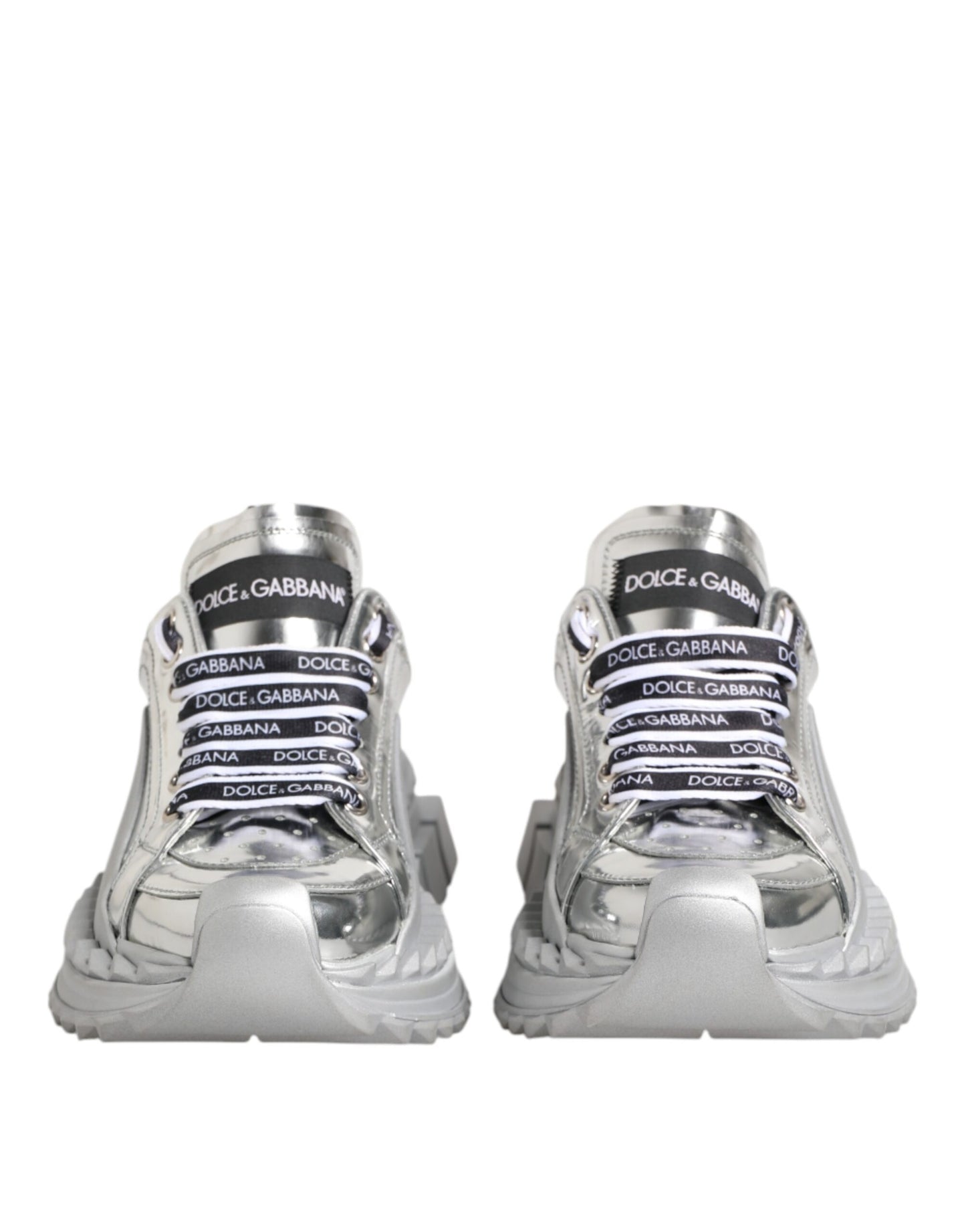 Dolce & Gabbana Silver Leather Super Queen Sneakers Shoes