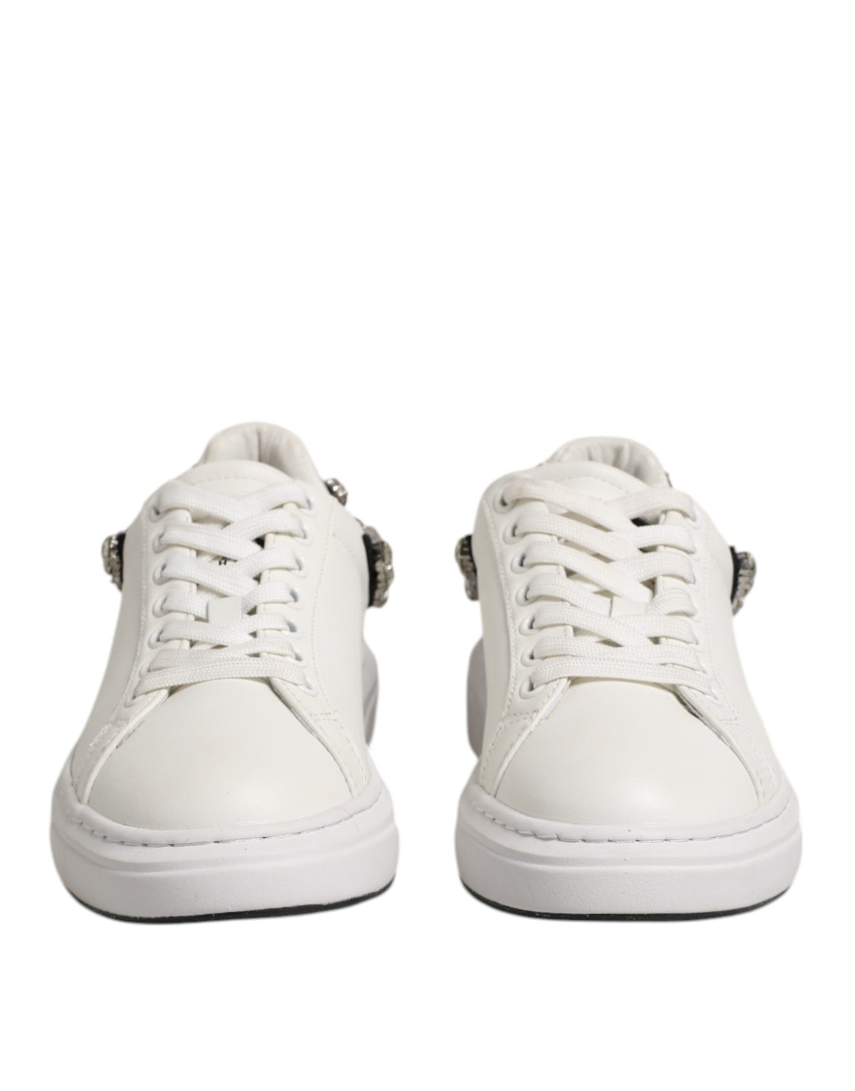 John Richmond White Rhinestone Embellished Sneakers Shoes