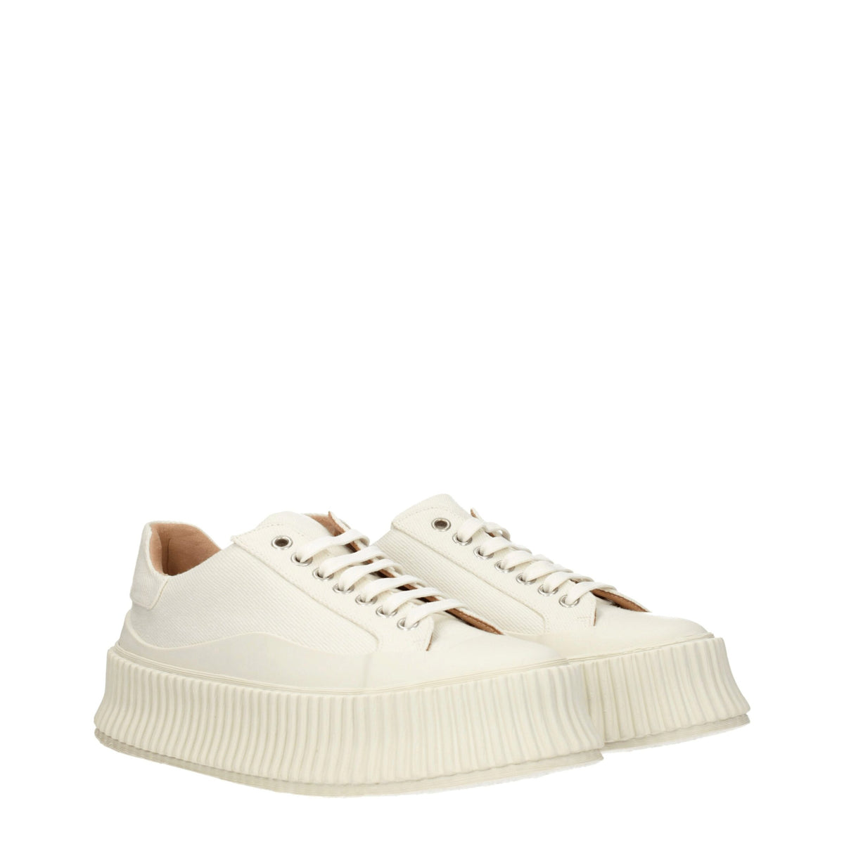 Jil Sander White Fabric Platform Sneakers