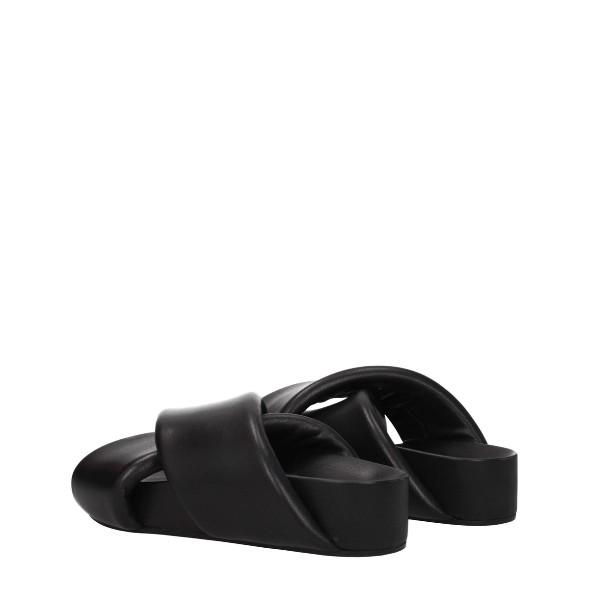 Jil Sander Black Leather Slippers