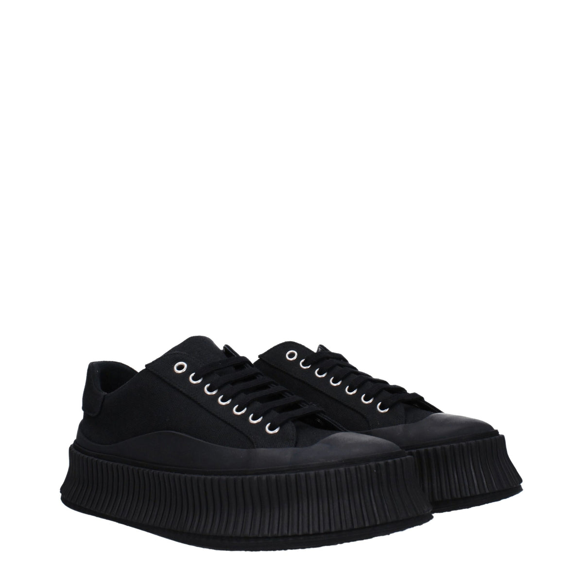 Jil Sander Black Fabric Platform Sneakers