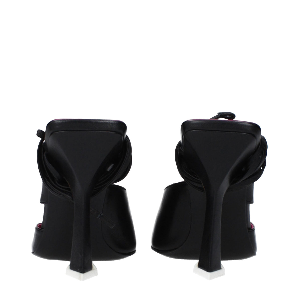 The Attico Black Leather Stiletto Heel Sandals