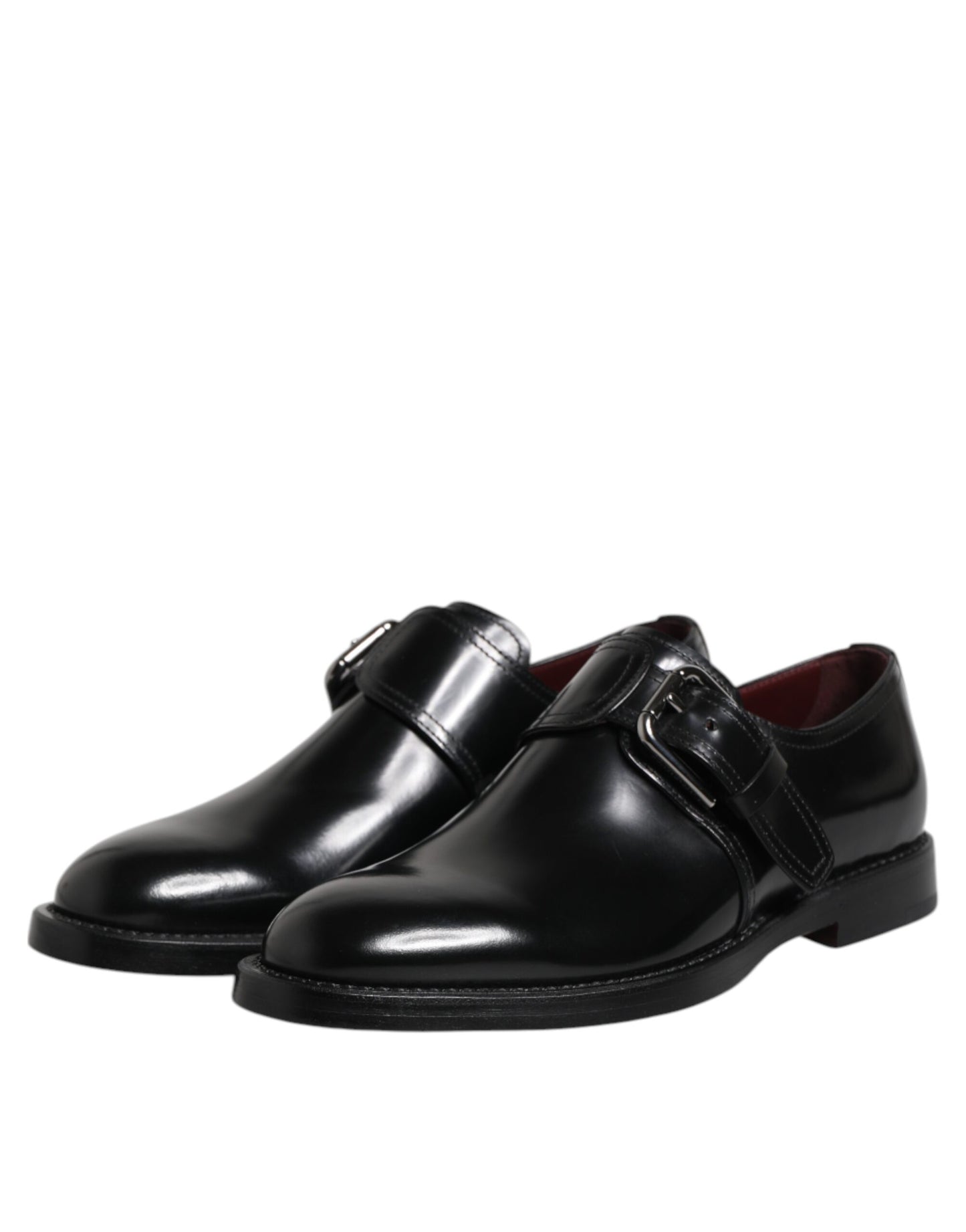 Dolce & Gabbana Black Leather Monk Strap Derby Formal Shoes