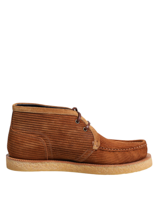 Dolce & Gabbana Brown Suede Nubuck Leather Desert Ankle Boots Shoes