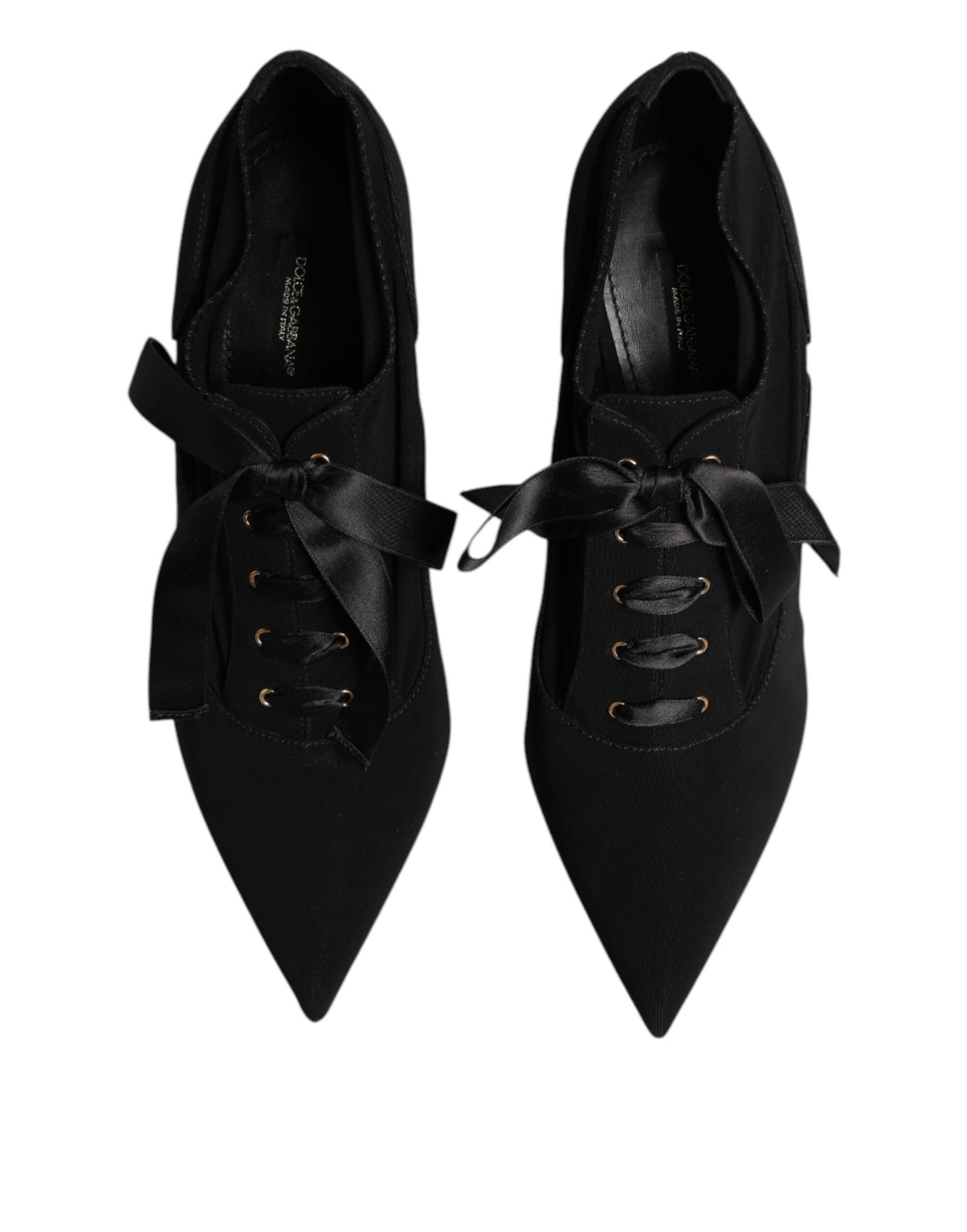 Dolce & Gabbana Black Lace Up Stiletto Heels Pumps Shoes